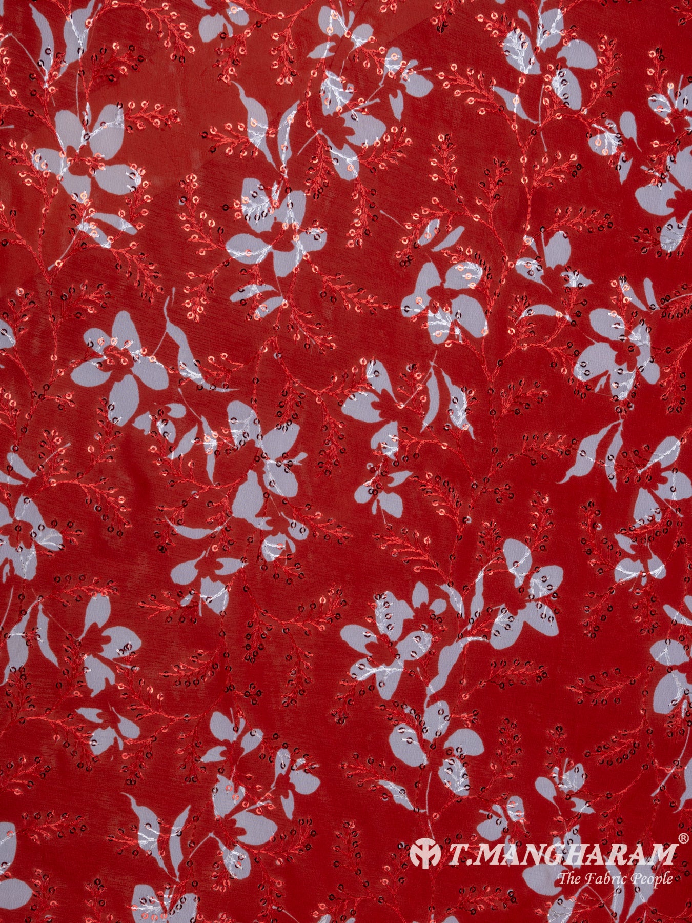 Red Georgette Embroidery Fabric - EB5424 view-3