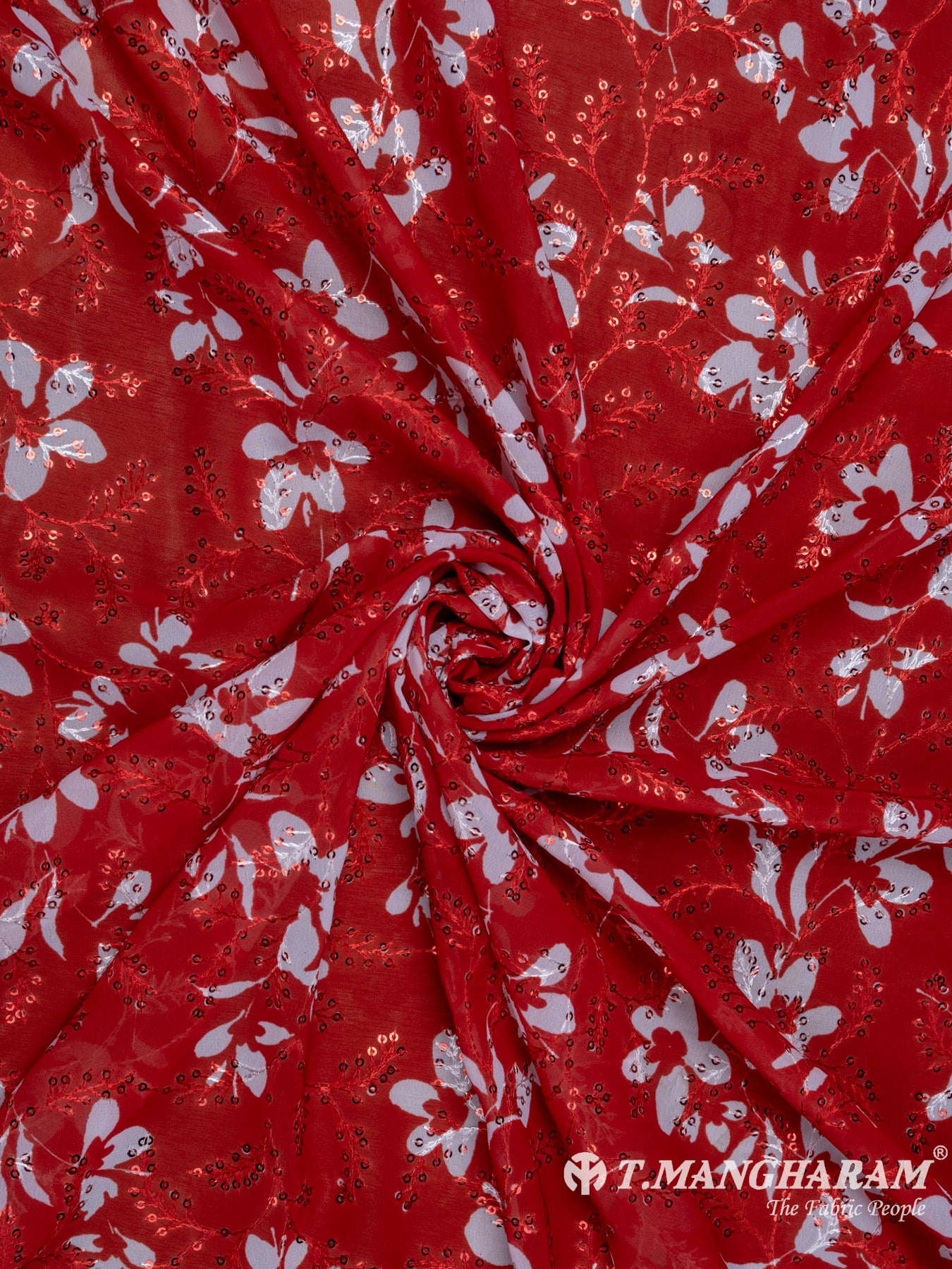Red Georgette Embroidery Fabric - EB5424 view-1