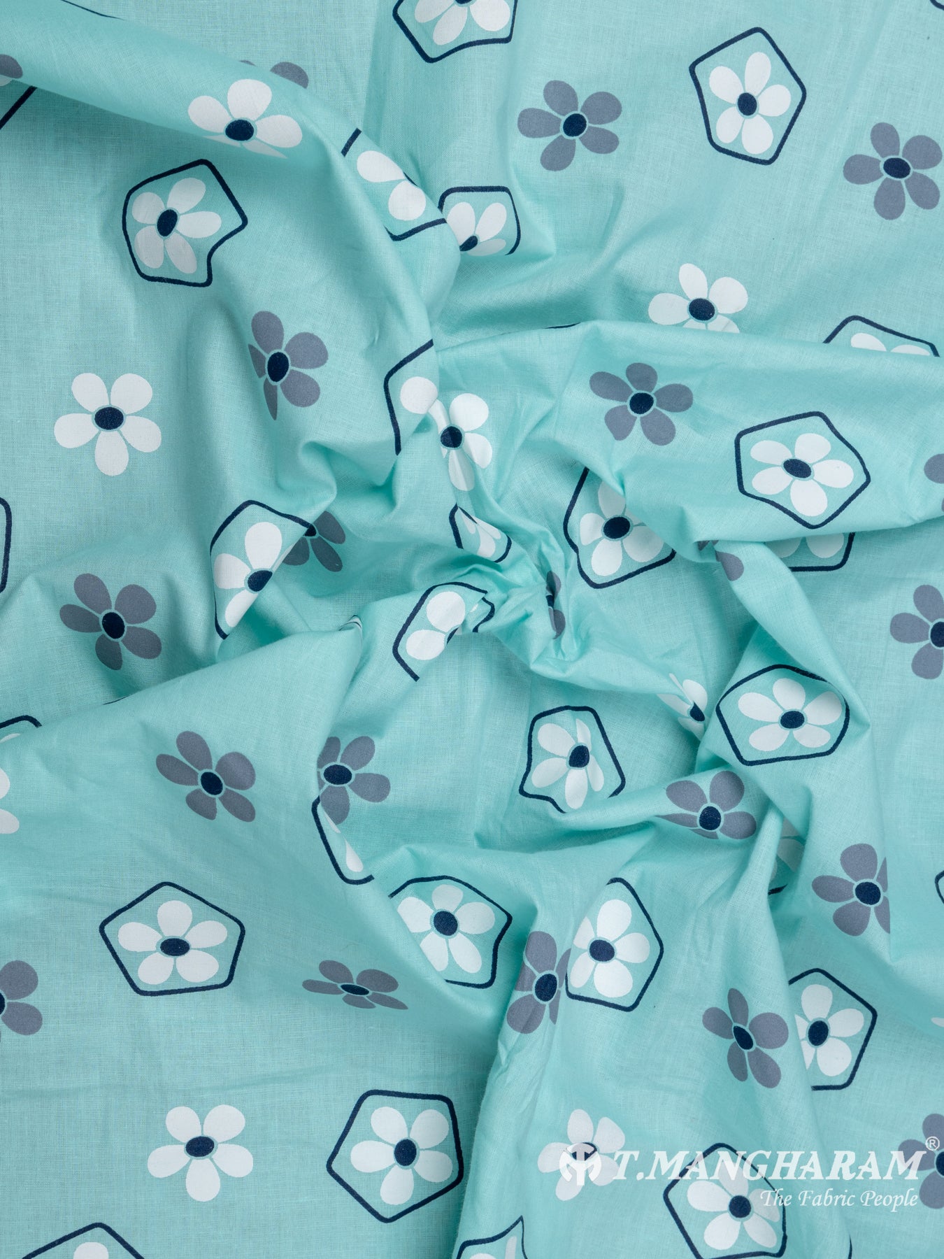 Sea Blue Cotton Fabric - EC7704 view-4