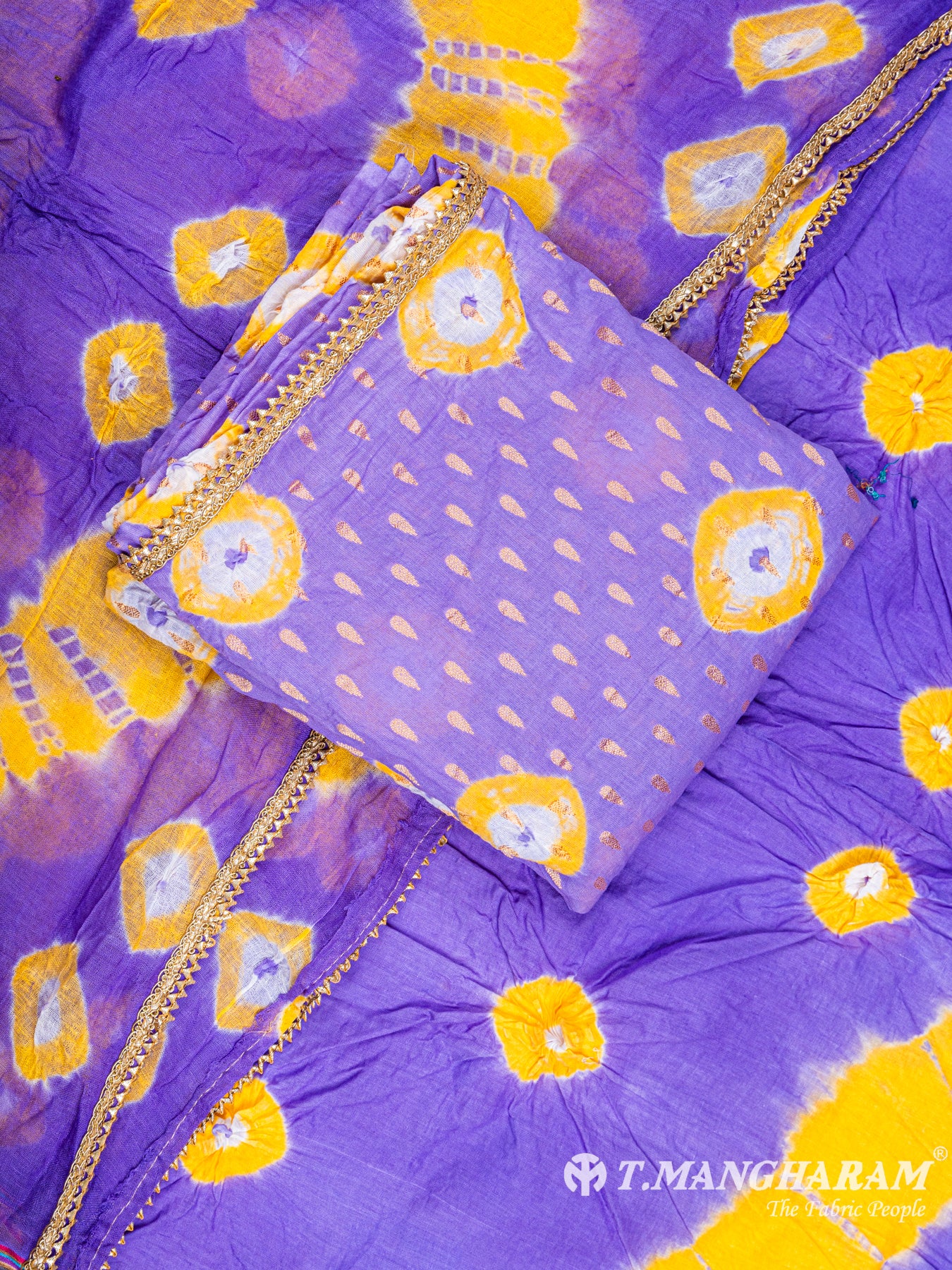 Violet Cotton Chudidhar Fabric Set - EF1411 view-1