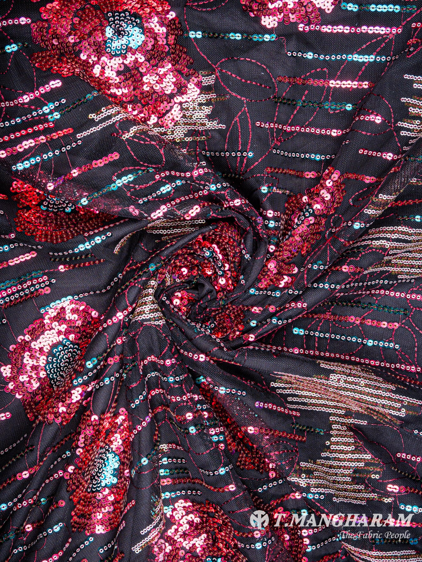 Black Fancy Net Fabric - EC5905 view-1
