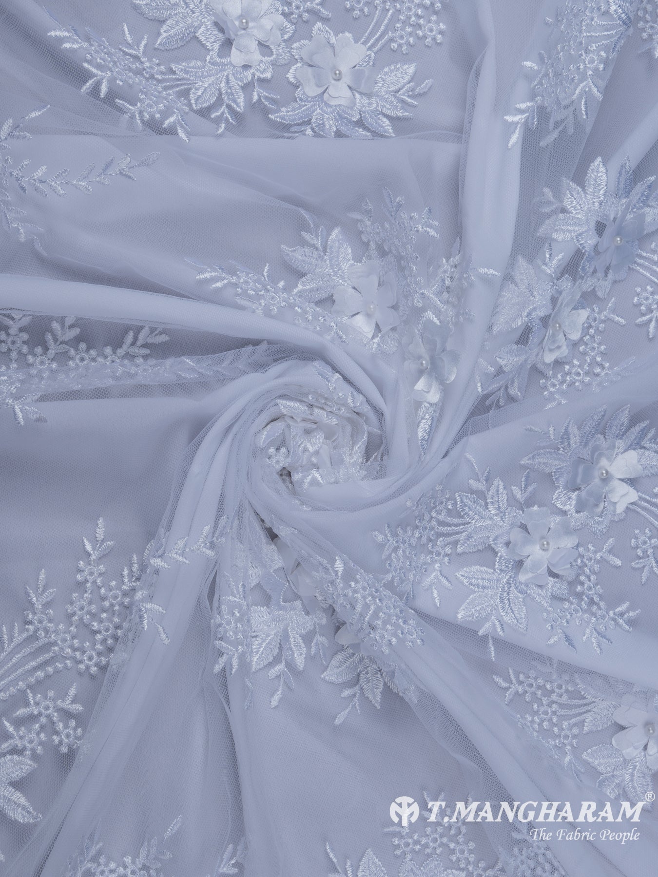 White Fancy Net Fabric - EC7689 view-1