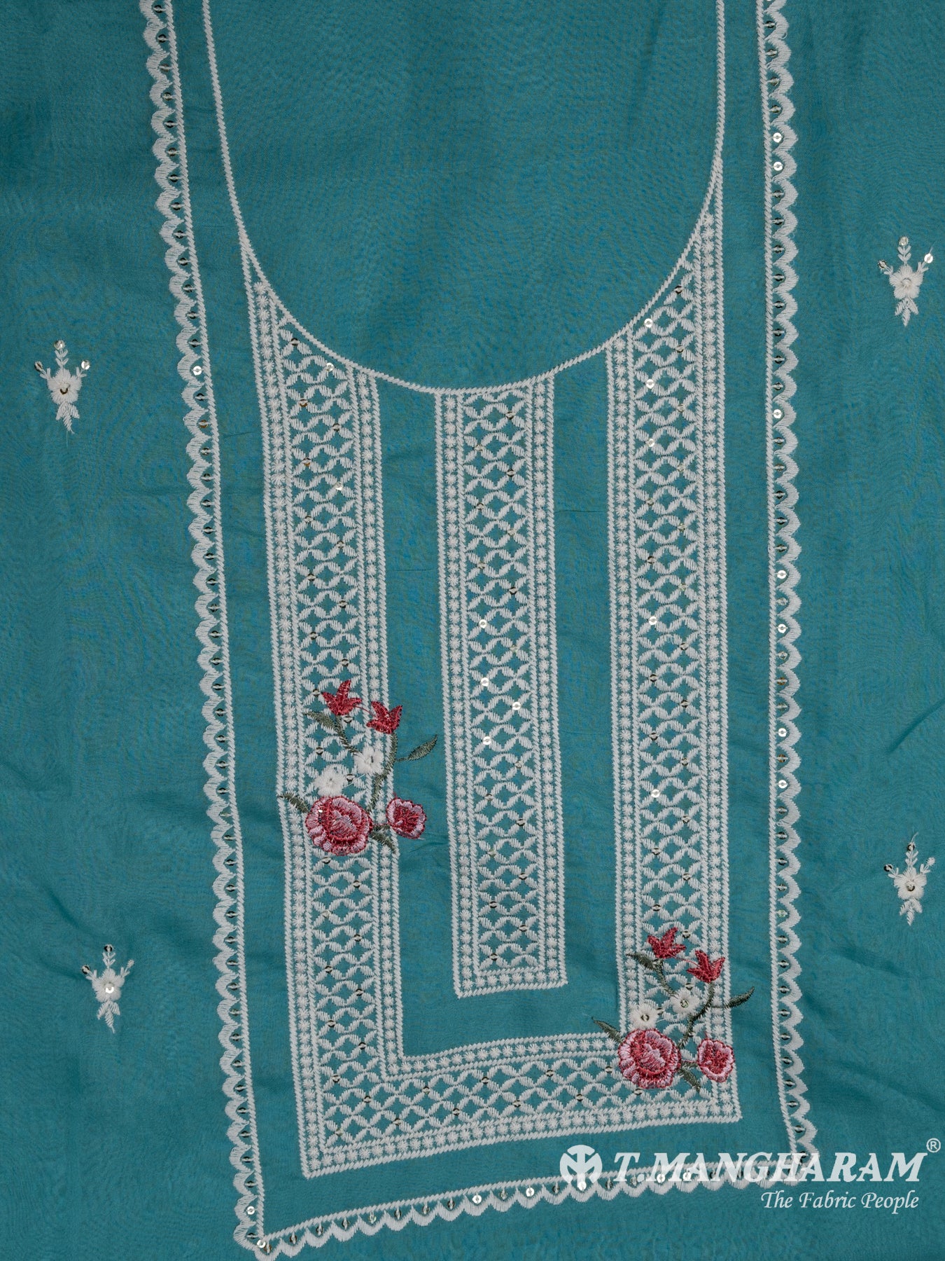 Sea Blue Cotton Chudidhar Fabric Set - EG1629 view-2