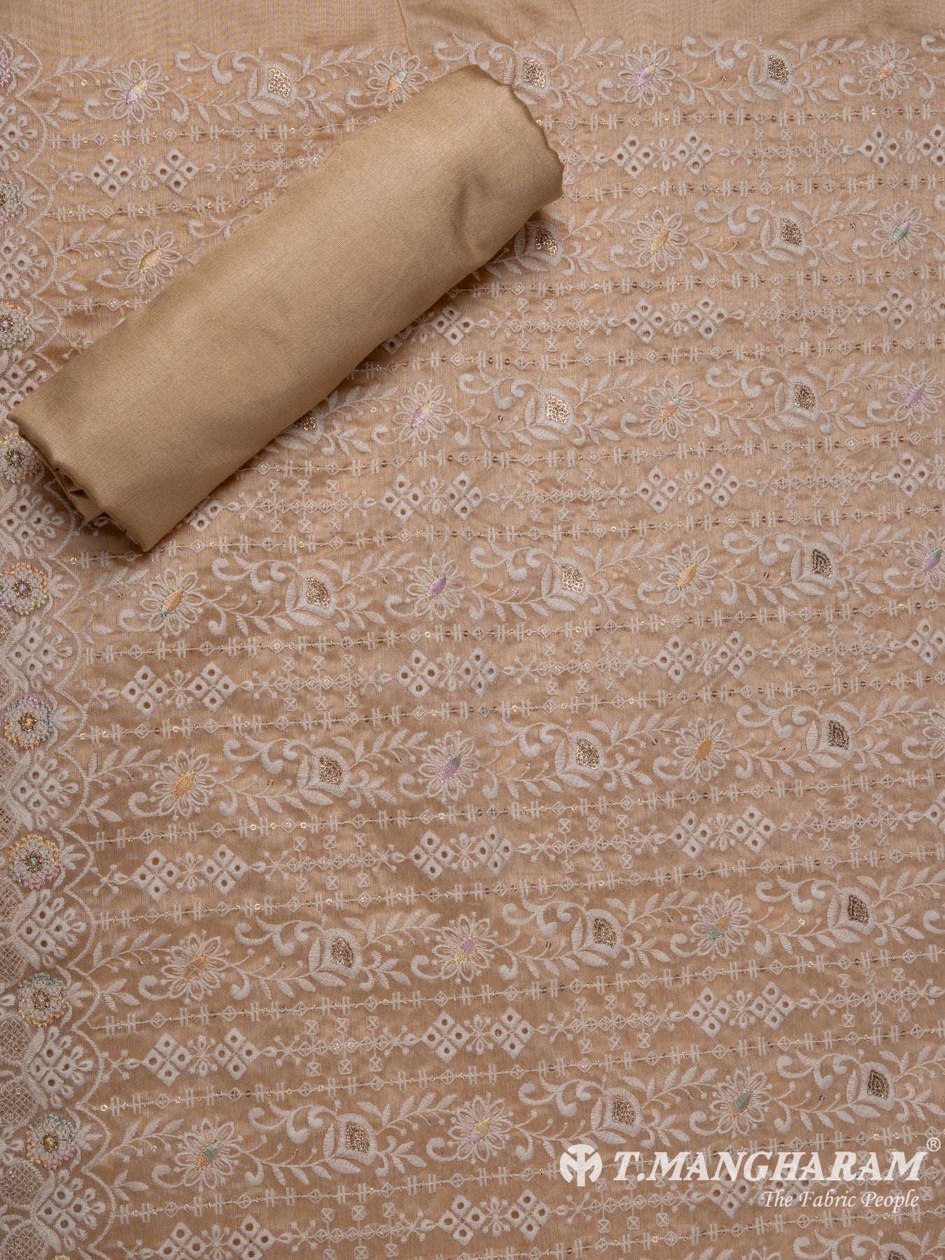 Peach Cotton Chudidhar Fabric Set - EG1636 view-2