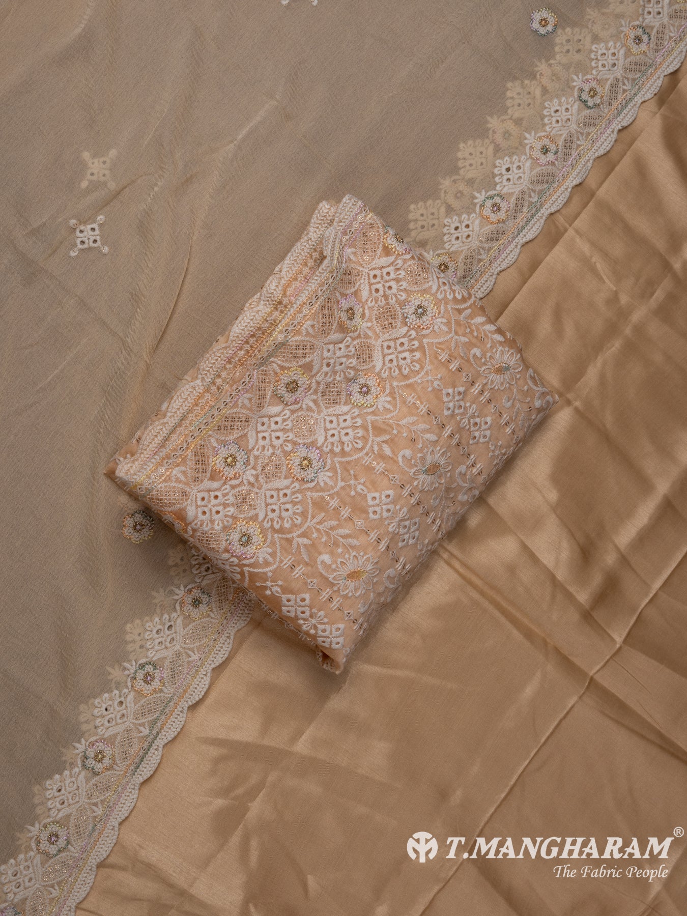 Peach Cotton Chudidhar Fabric Set - EG1636 view-1