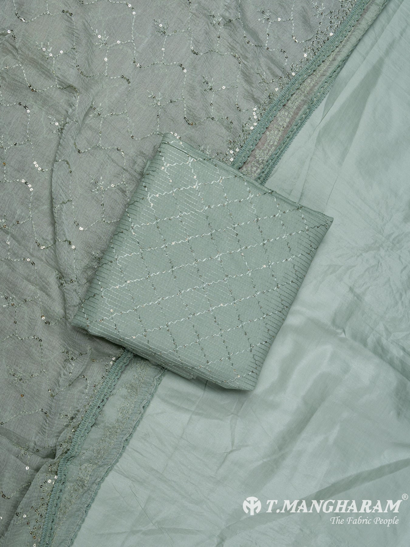 Green Georgette Chudidhar Fabric Set - EG1630 view-1
