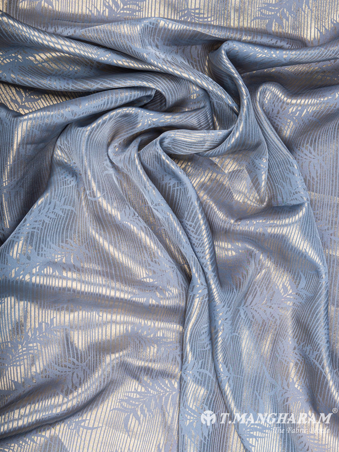 Blue Georgette Satin Fabric - EC5926 view-4