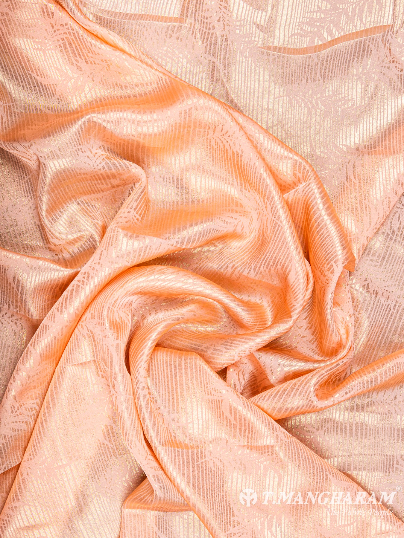 Peach Georgette Satin Fabric - EC5924 view-4