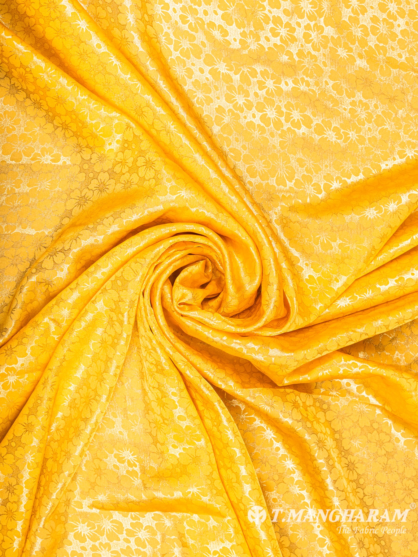 Yellow Georgette Satin Fabric - EC5920 view-1