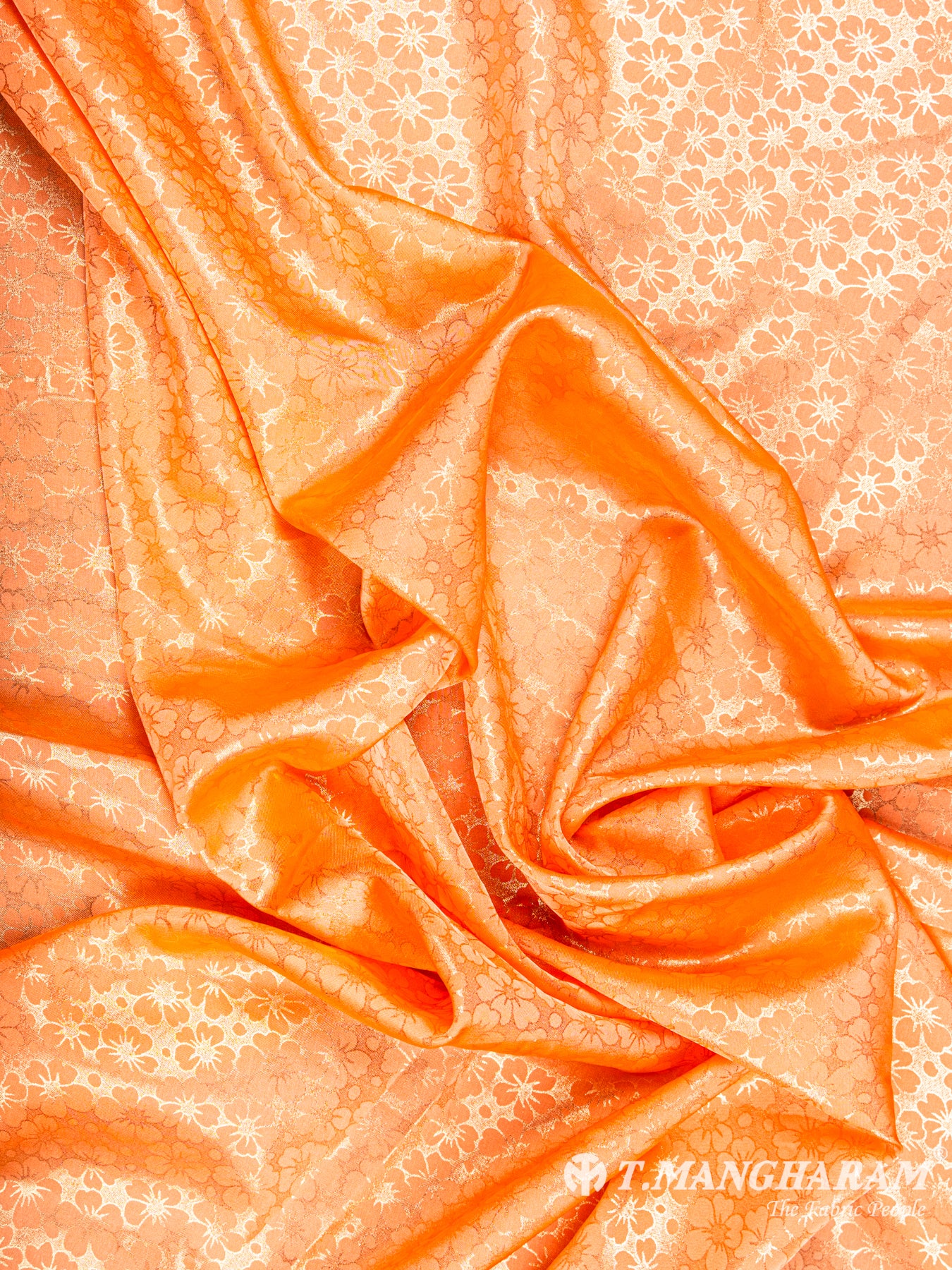 Orange Georgette Satin Fabric - EC5919 view-4