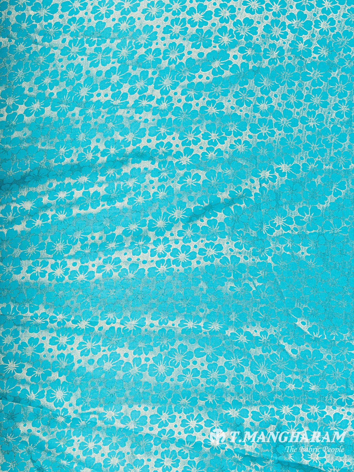 Blue Georgette Satin Fabric - EC5918 view-3