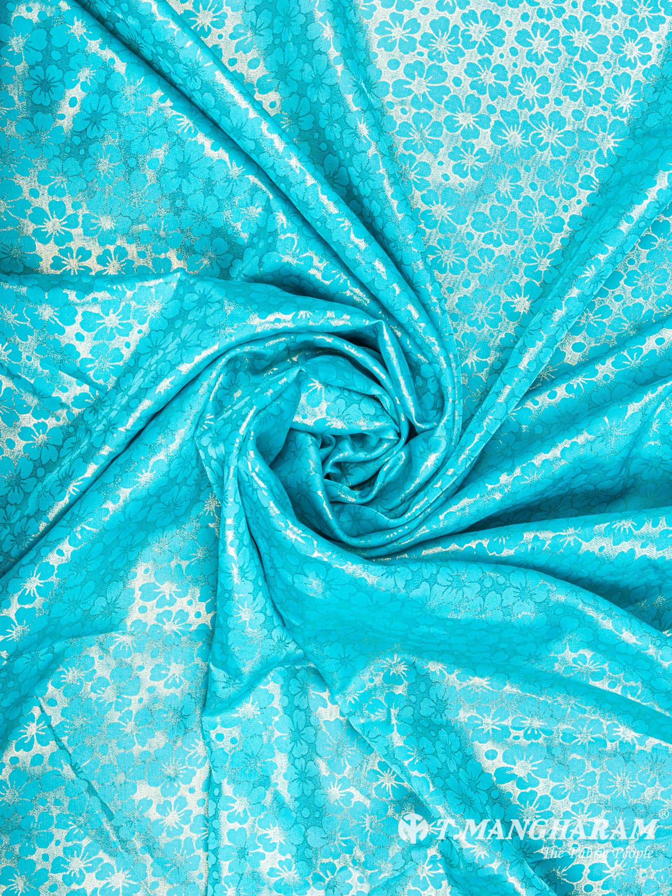 Blue Georgette Satin Fabric - EC5918 view-1