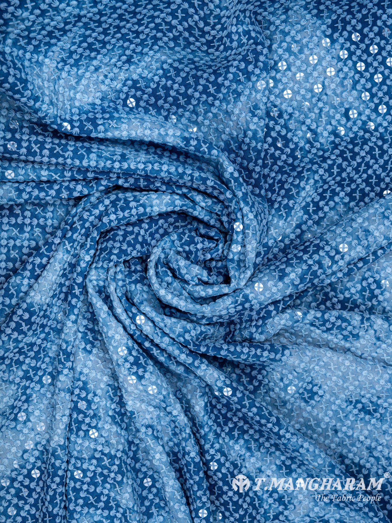 Blue Cotton Embroidery Fabric - EB4623 view-1