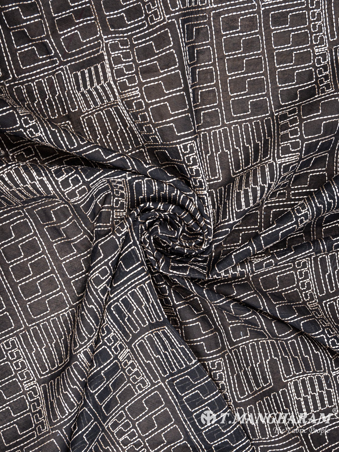 Black Cotton Embroidery Fabric - EC6025