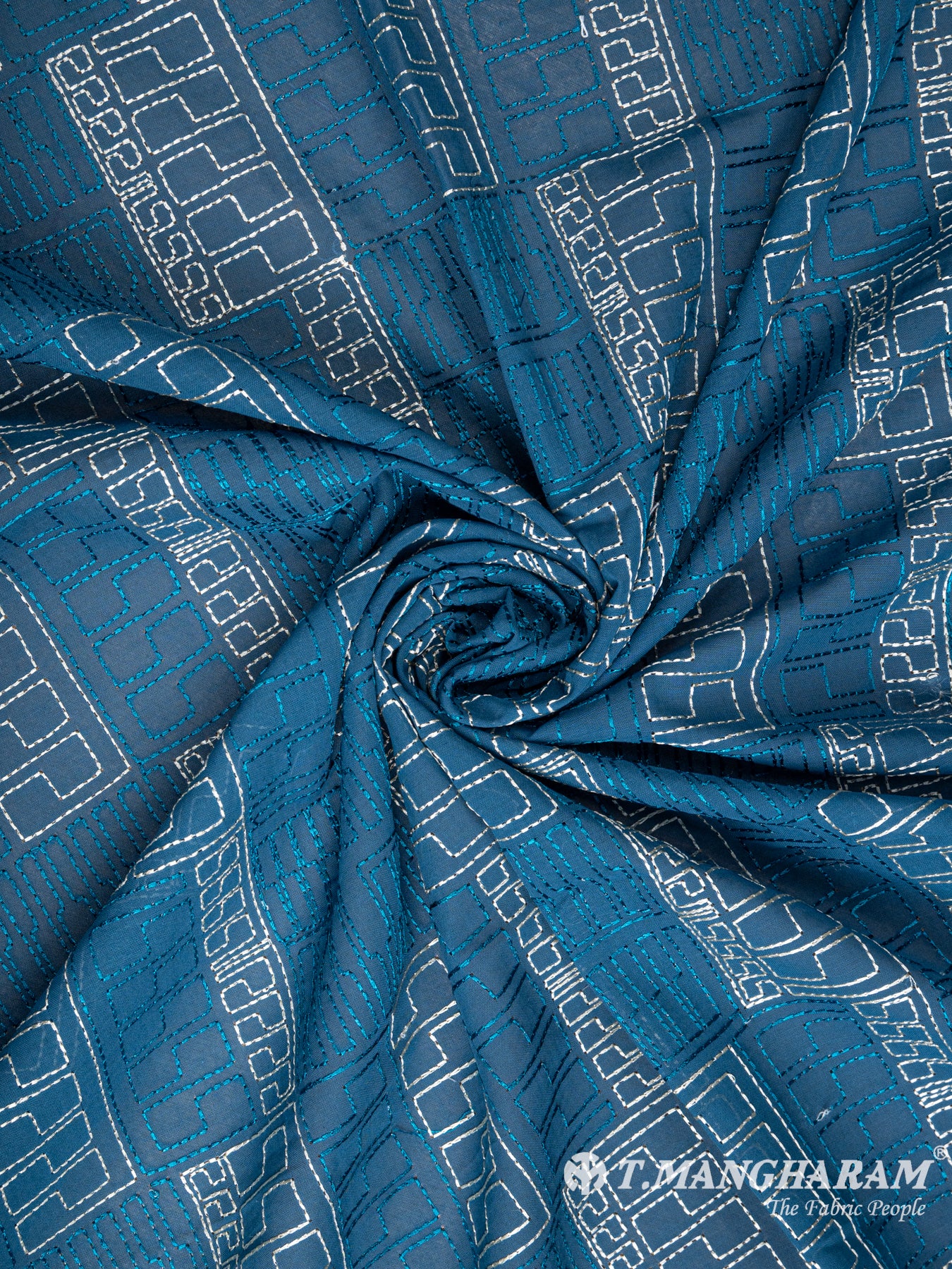 Blue Cotton Embroidery Fabric - EC6026 view-1
