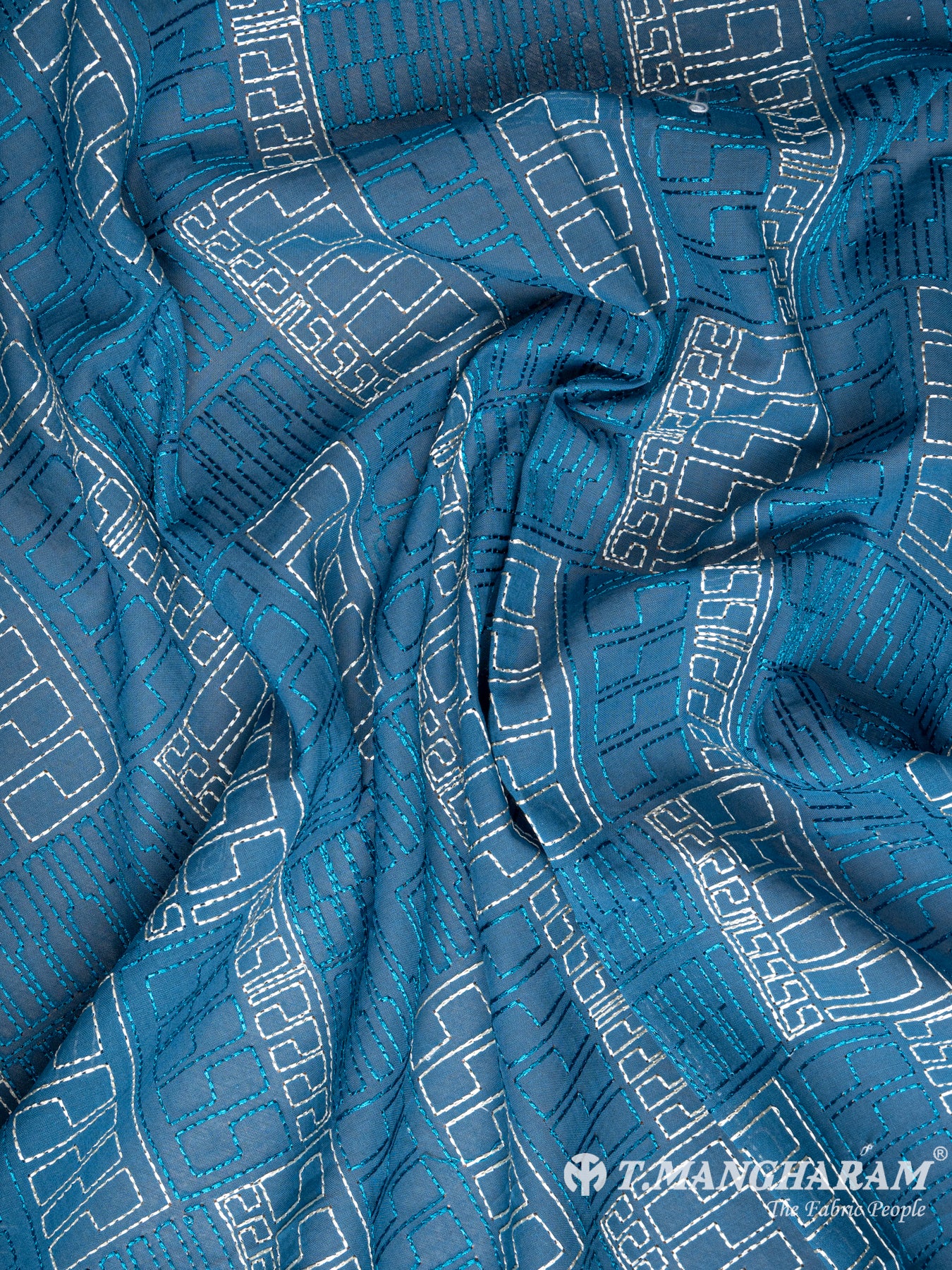 Blue Cotton Embroidery Fabric - EC6026 view-4