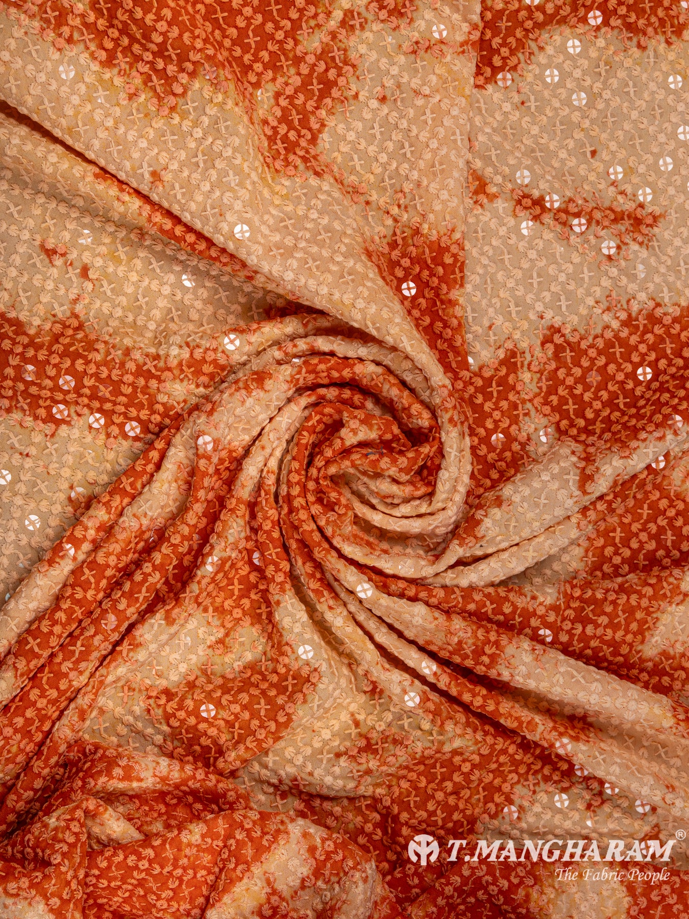 Orange Cotton Embroidery Fabric - EB4624 view-1
