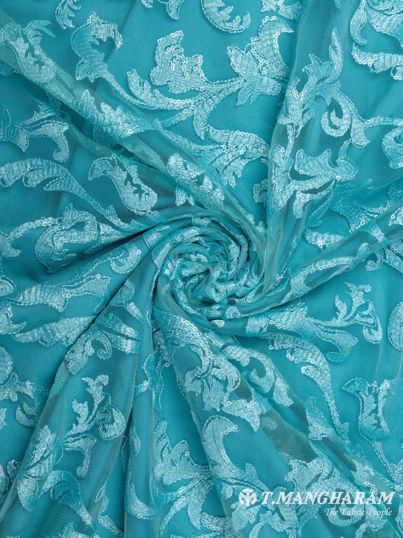 Sea Blue Fancy Net Fabric - EB5532 view-1