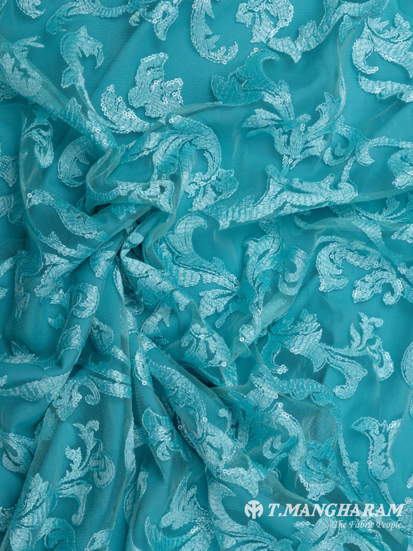 Sea Blue Fancy Net Fabric - EB5532 view-4