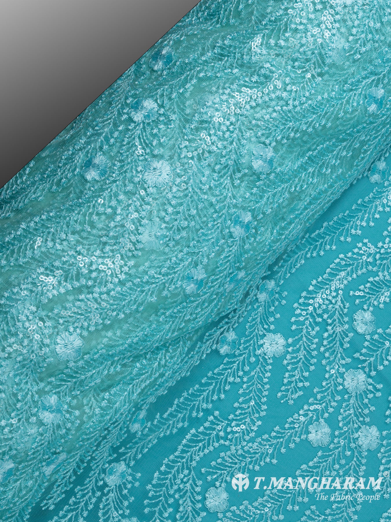 Sea Blue Fancy Net Fabric - EB5525 view-2