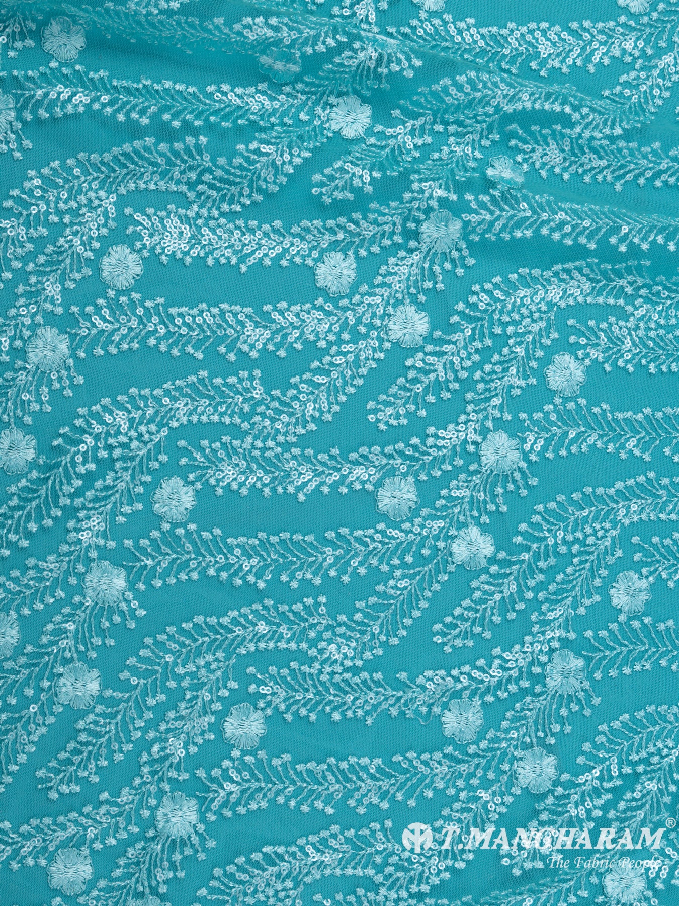 Sea Blue Fancy Net Fabric - EB5525 view-4