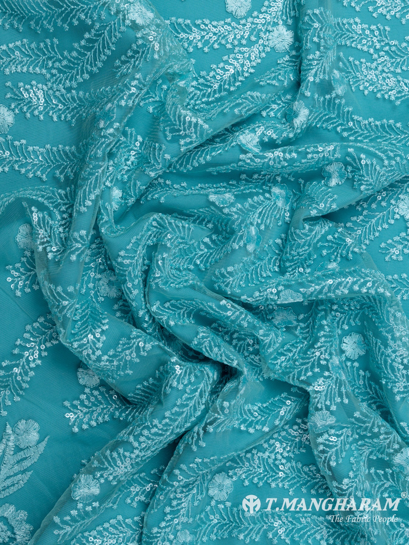 Sea Blue Fancy Net Fabric - EB5525 view-3