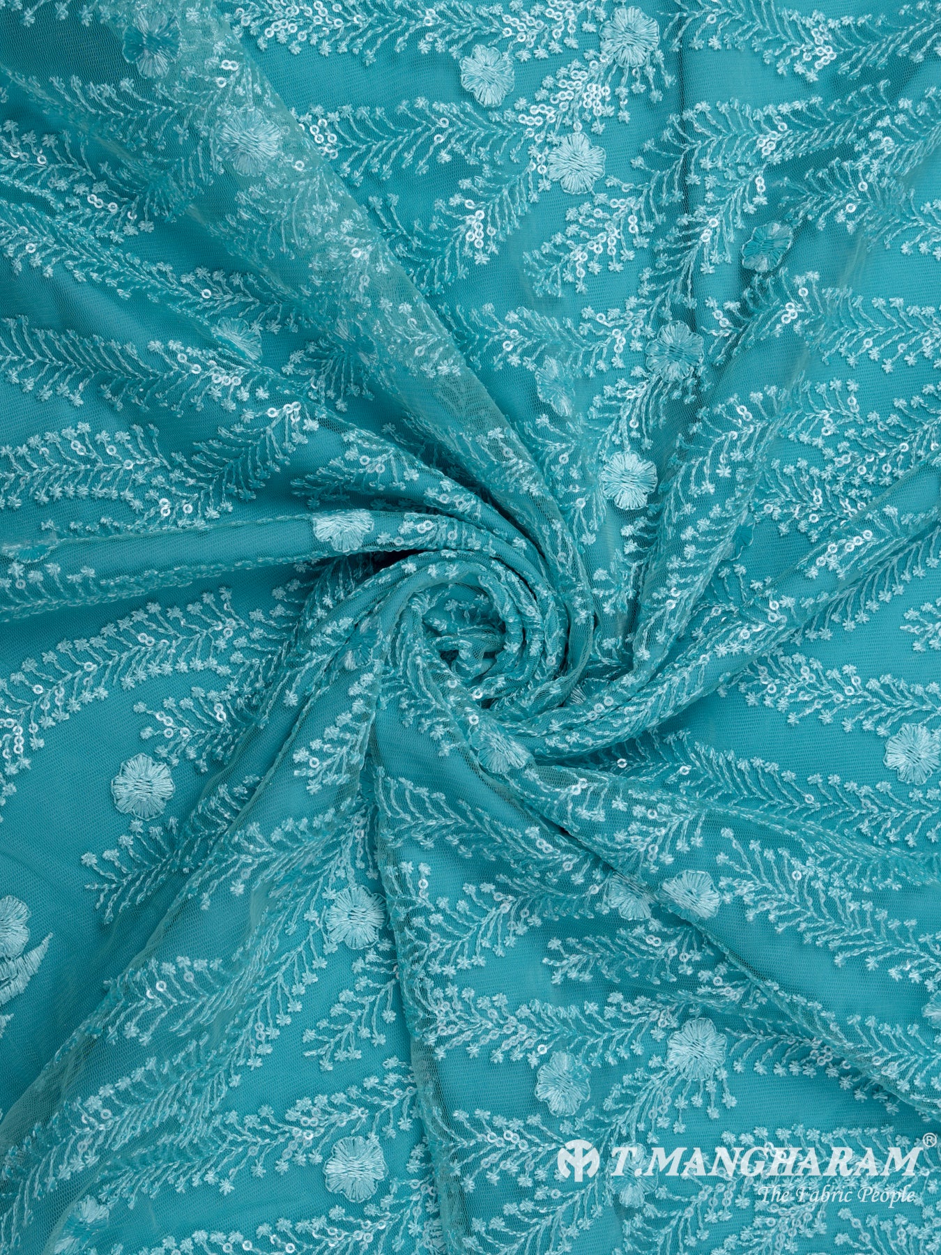 Sea Blue Fancy Net Fabric - EB5525 view-1