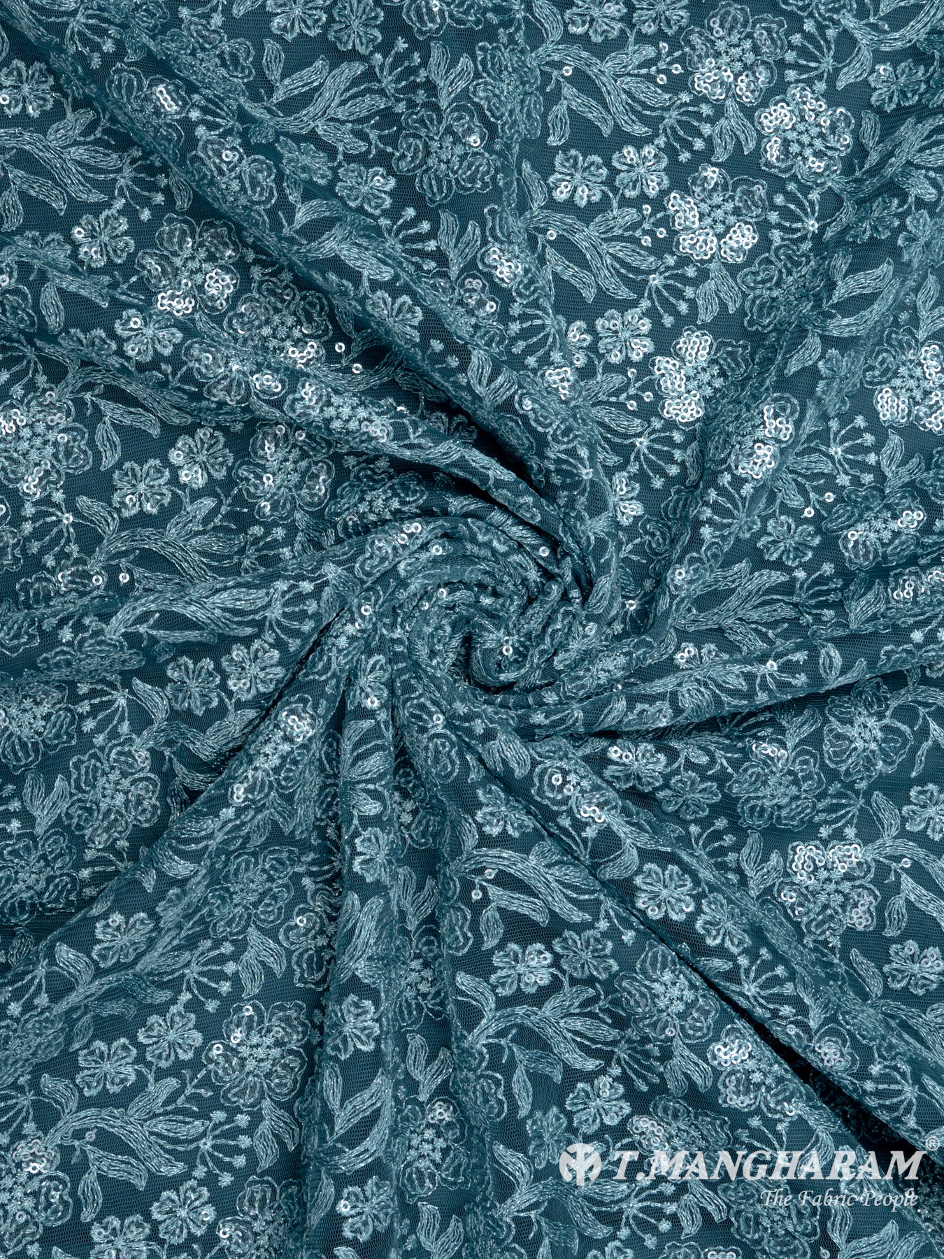 Ash Blue Fancy Net Fabric - EB5539 view-1