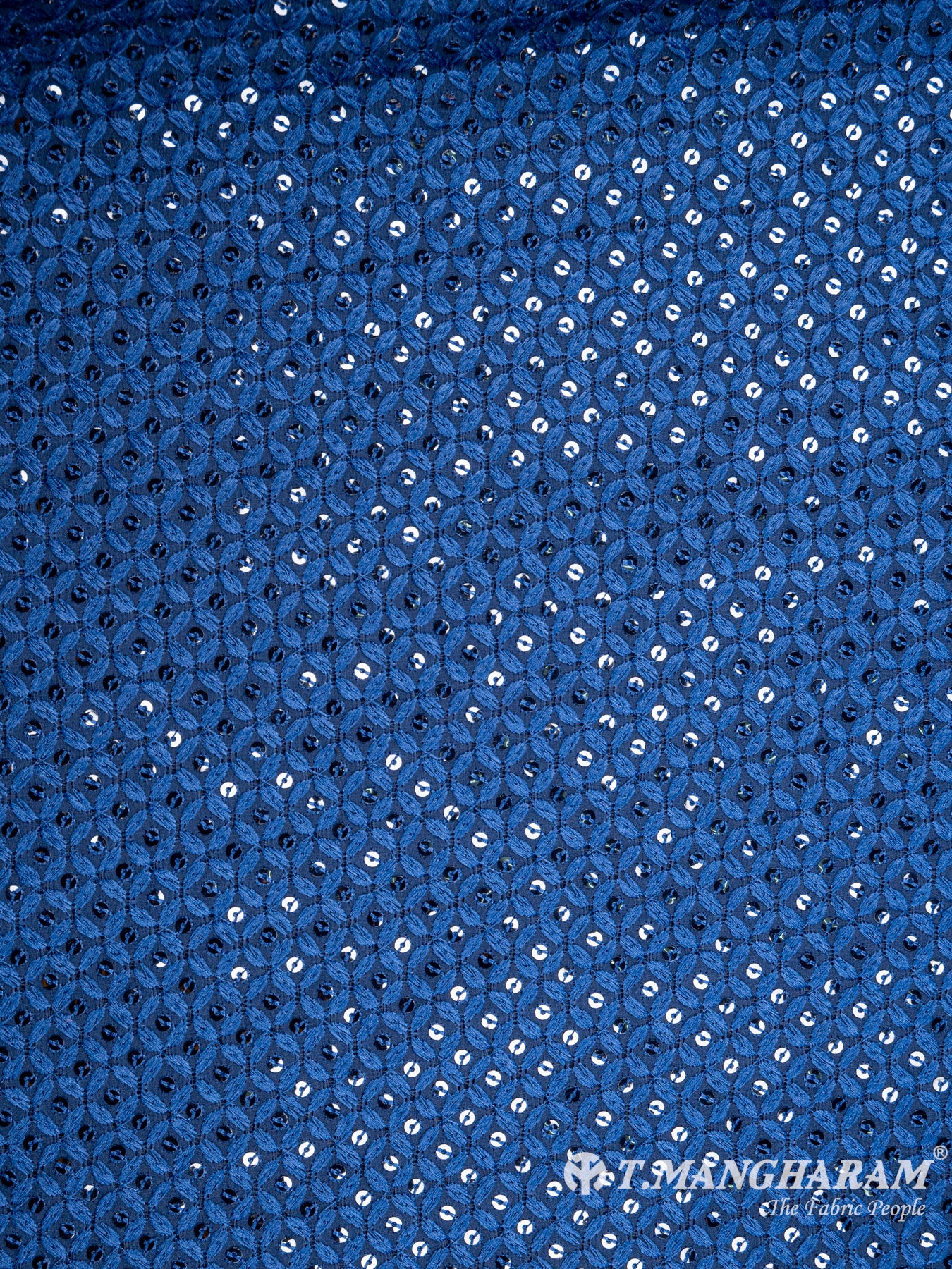 Navy Blue Georgette Fabric - EC5996 view-3