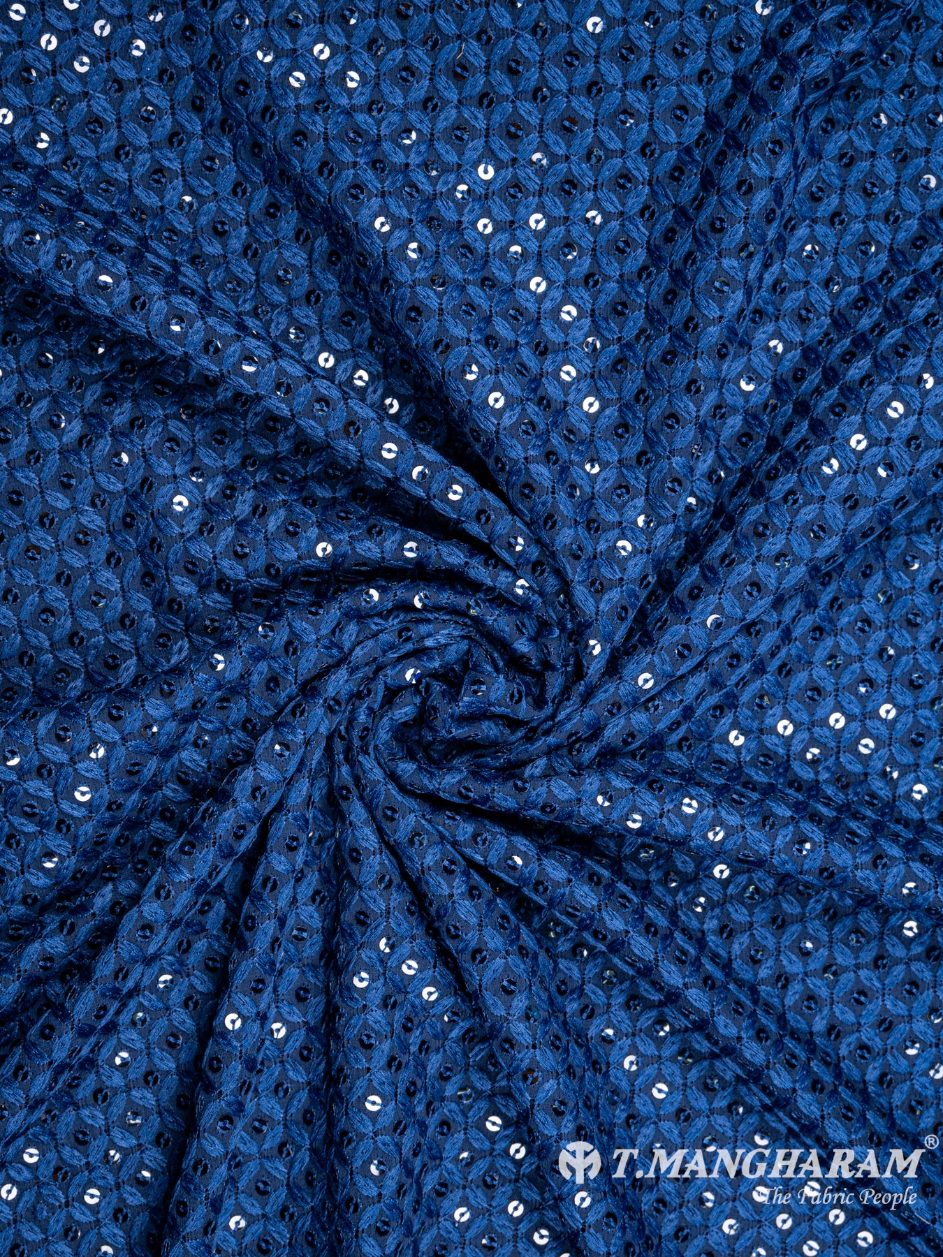 Navy Blue Georgette Fabric - EC5996 view-1
