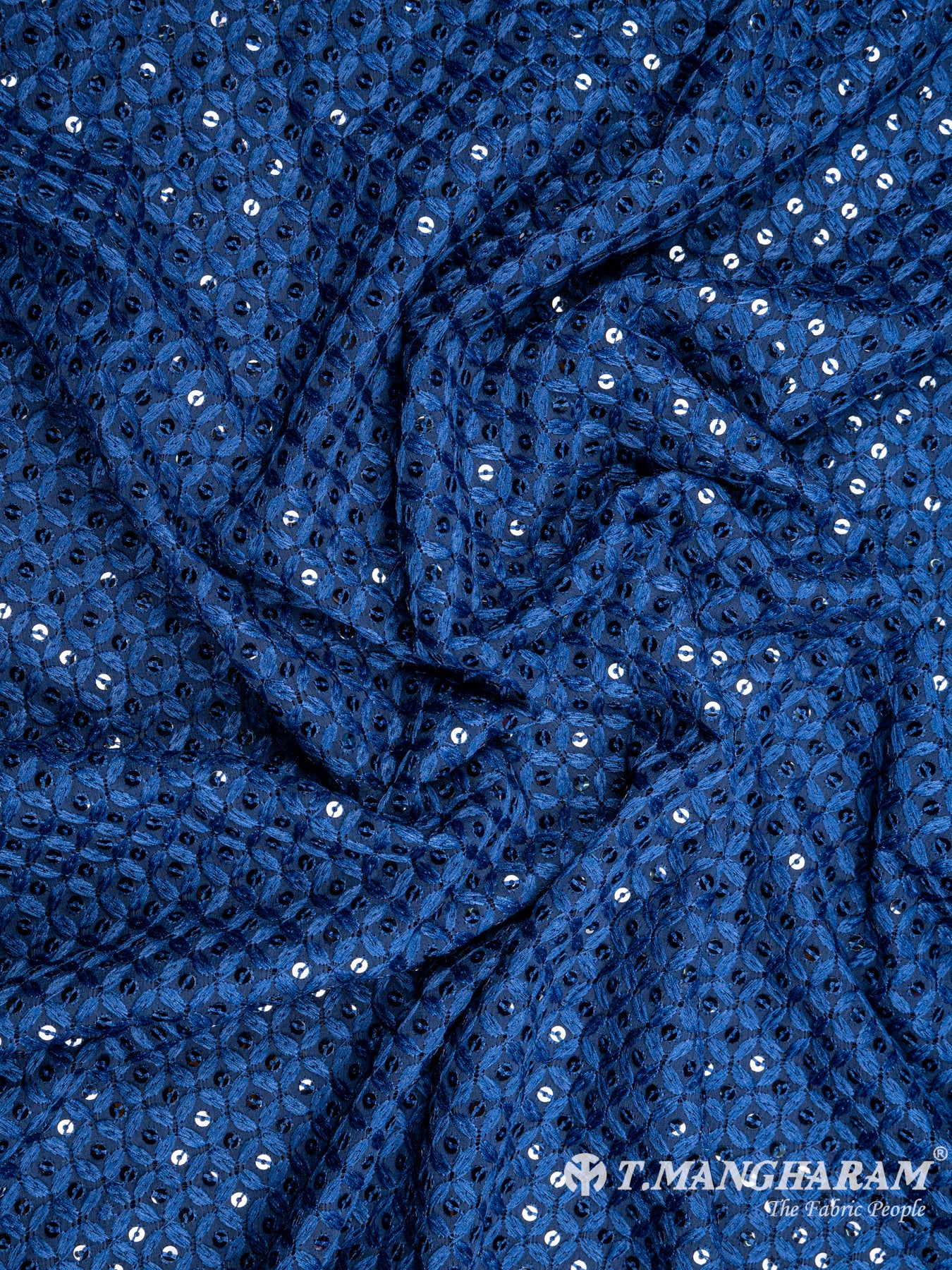 Navy Blue Georgette Fabric - EC5996 view-4
