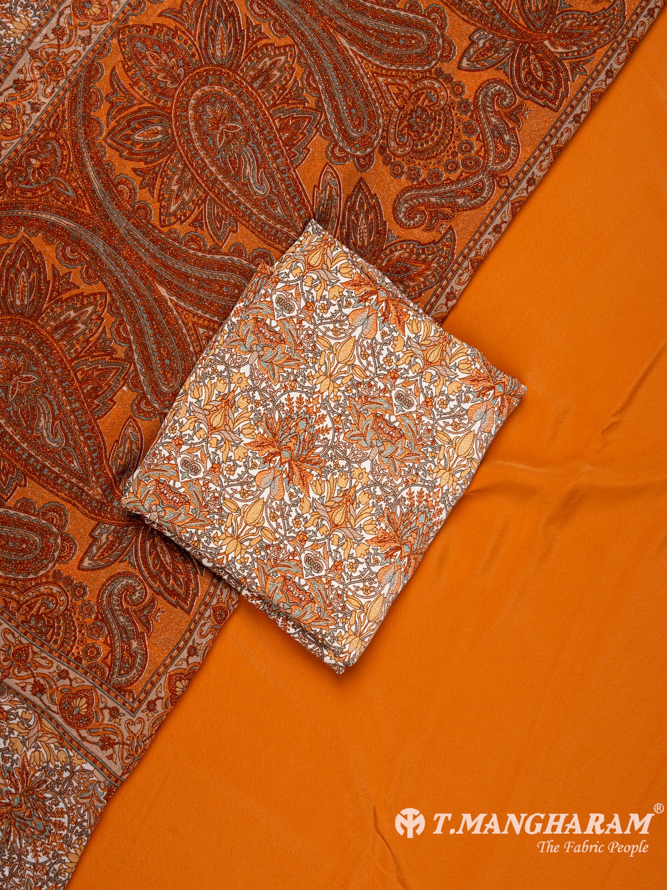 Orange Crepe Chudidhar Fabric Set - EG1680 view-1