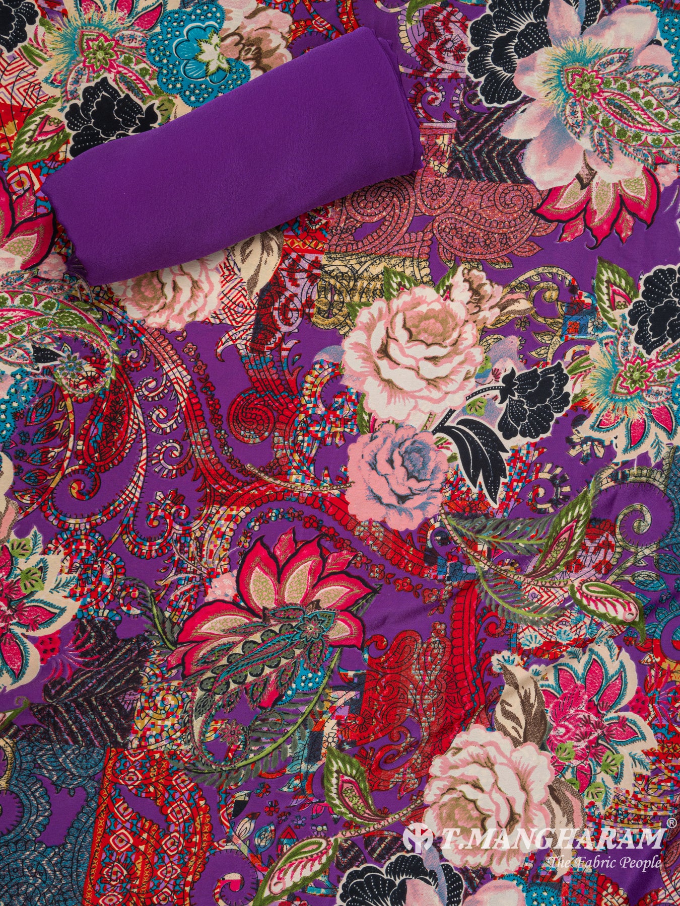 Purple Crepe Chudidhar Fabric Set - EG1719 view-2