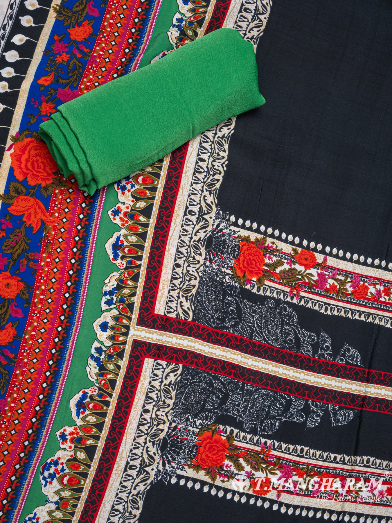 Multicolor Crepe Chudidhar Fabric Set - EG1729 view-2