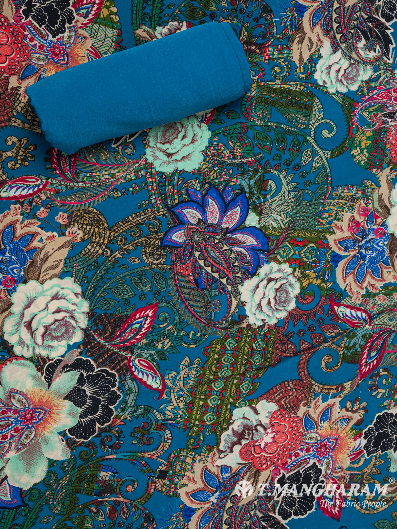 Blue Crepe Chudidhar Fabric Set - EG1717 view-2