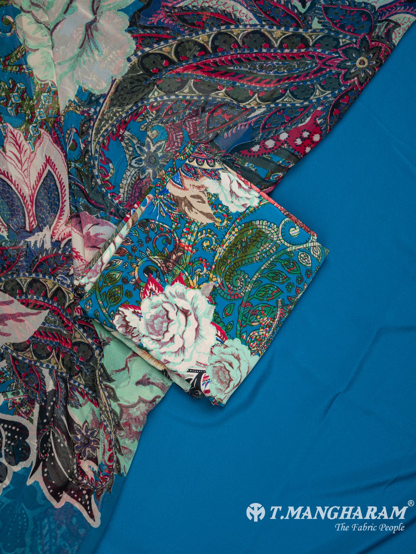 Blue Crepe Chudidhar Fabric Set - EG1717 view-1