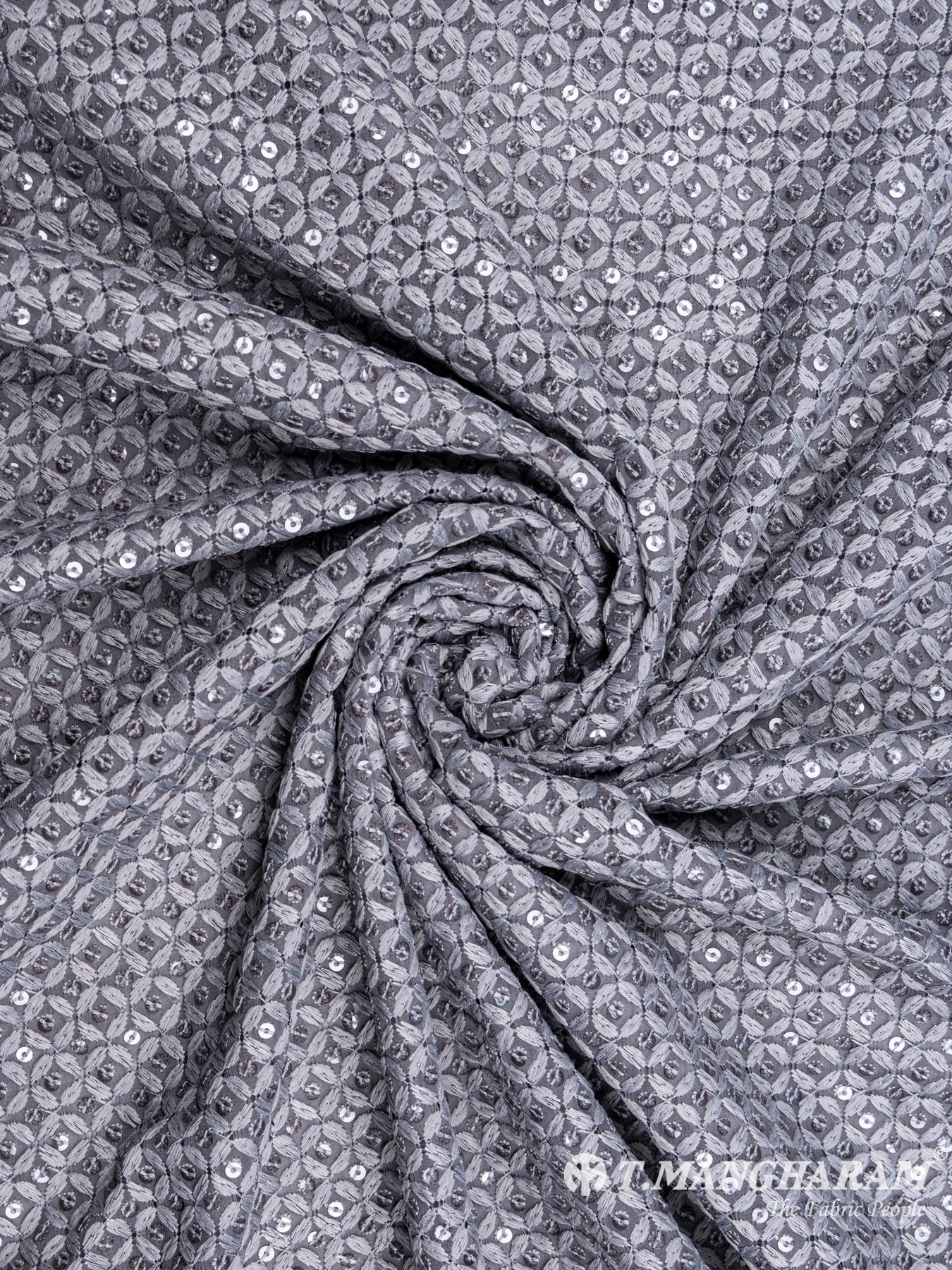 Grey Fancy Net Fabric - EA0498 – Tmangharam - The Fabric People