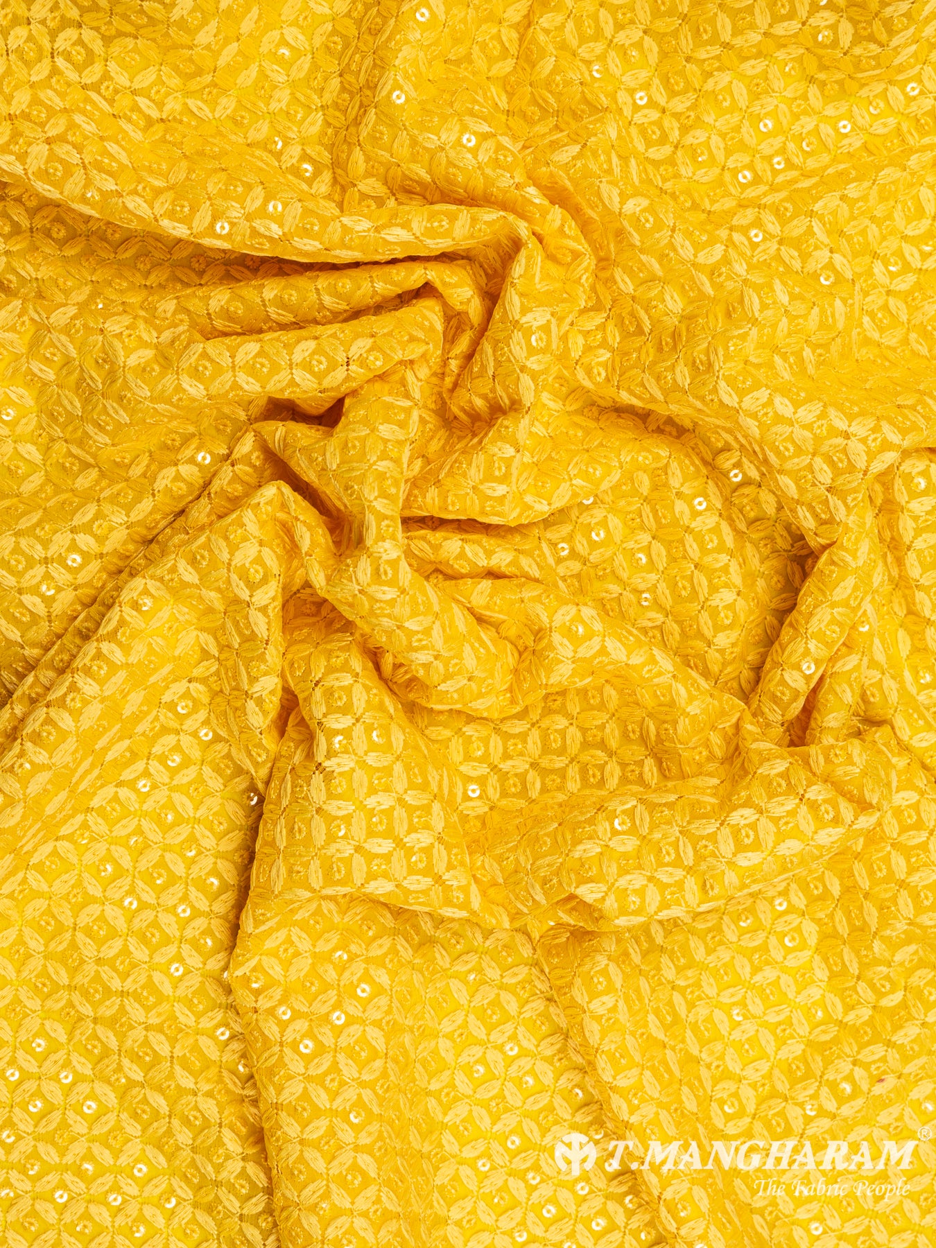 Yellow Georgette Fabric - EC5997 view-4