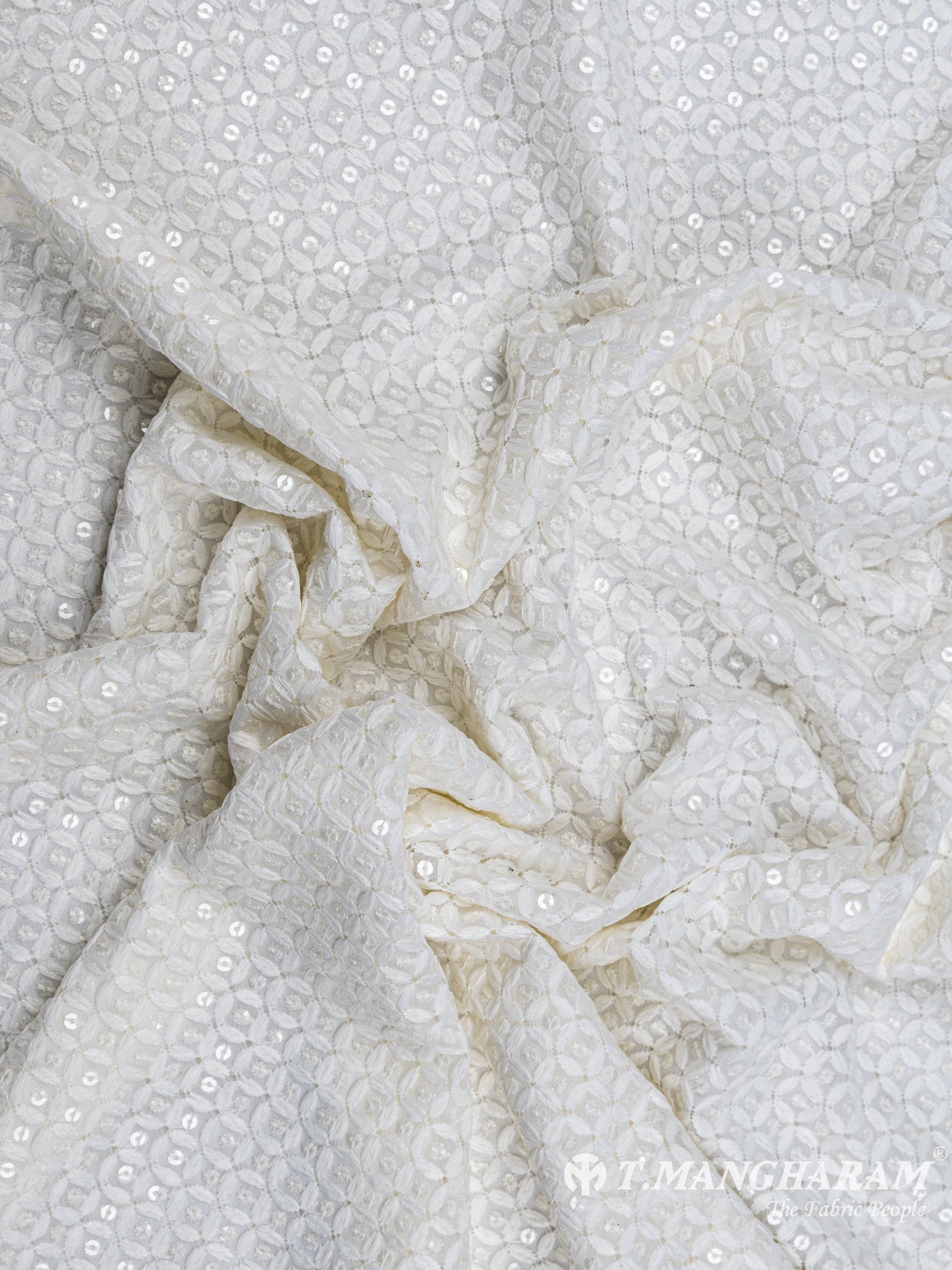 Cream Georgette Fabric - EC5992 view-4