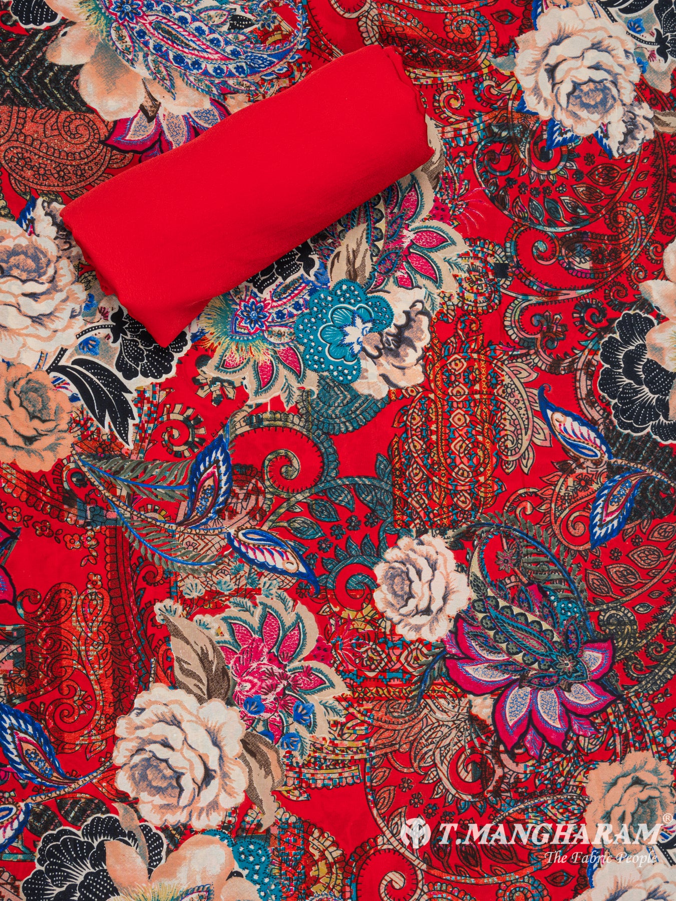 Red Crepe Chudidhar Fabric Set - EG1718 view-2