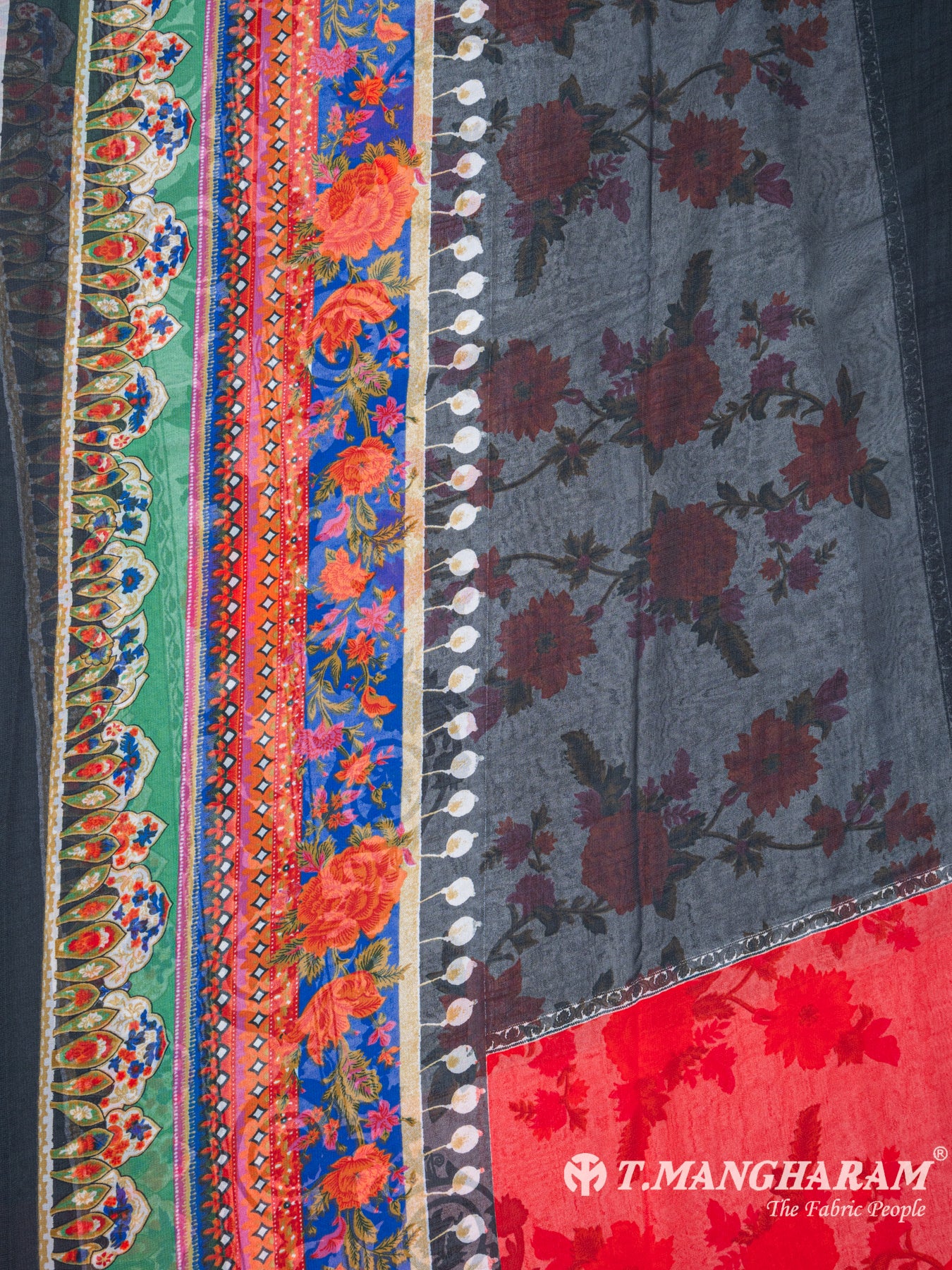Black Crepe Chudidhar Fabric Set - EG1728 view-3