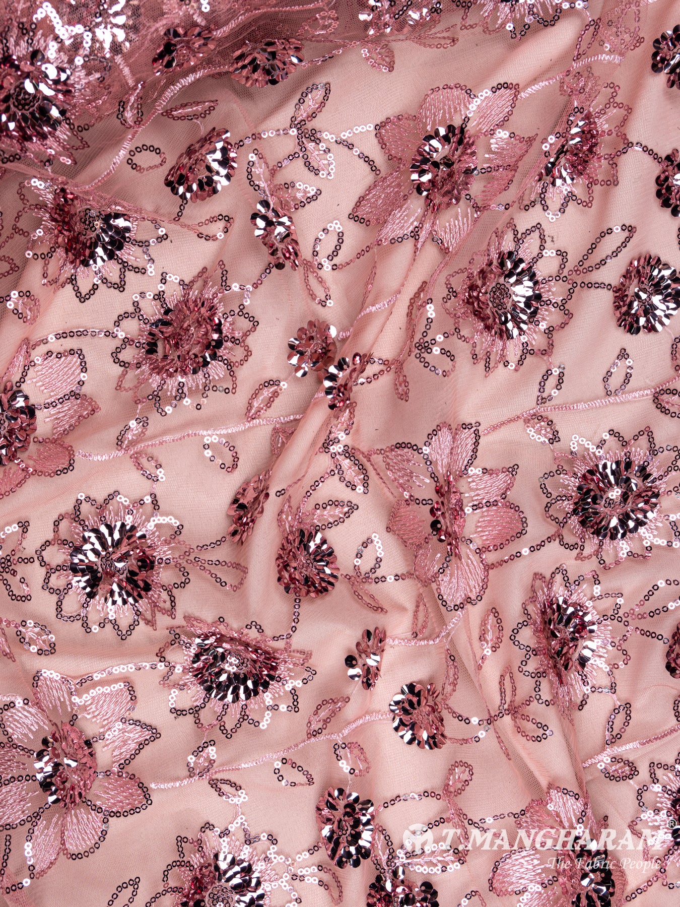 Baby Pink Fancy Net Fabric - EA2028 view-4