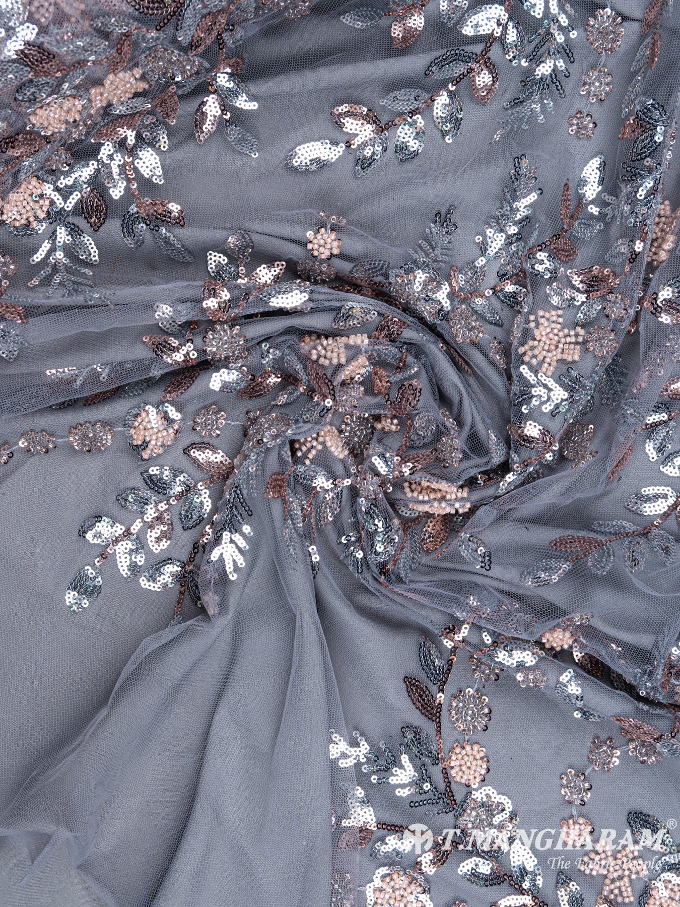 Grey Fancy Net Fabric - EA2045