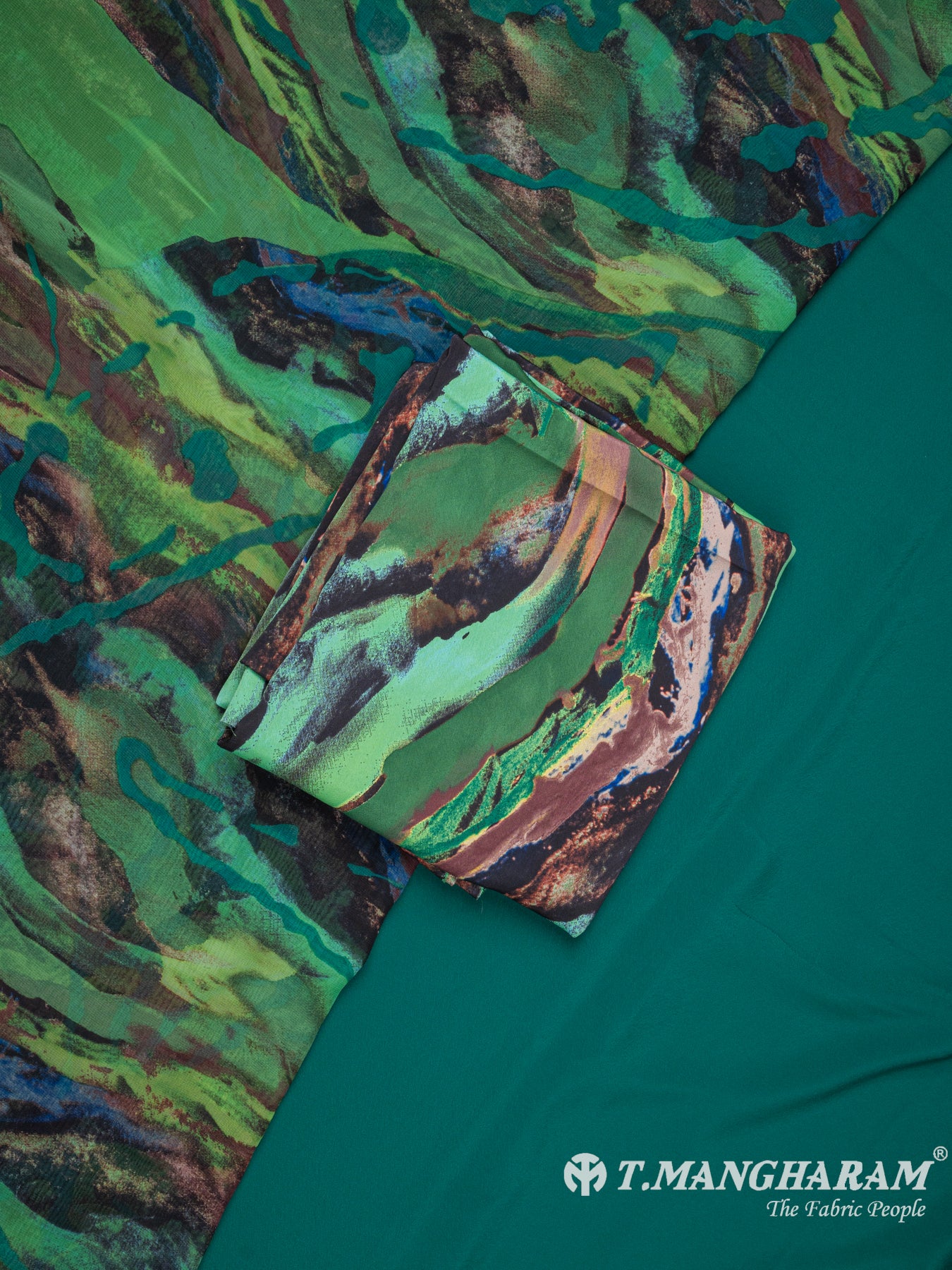 Green Crepe Chudidhar Fabric Set - EG1708 view-1