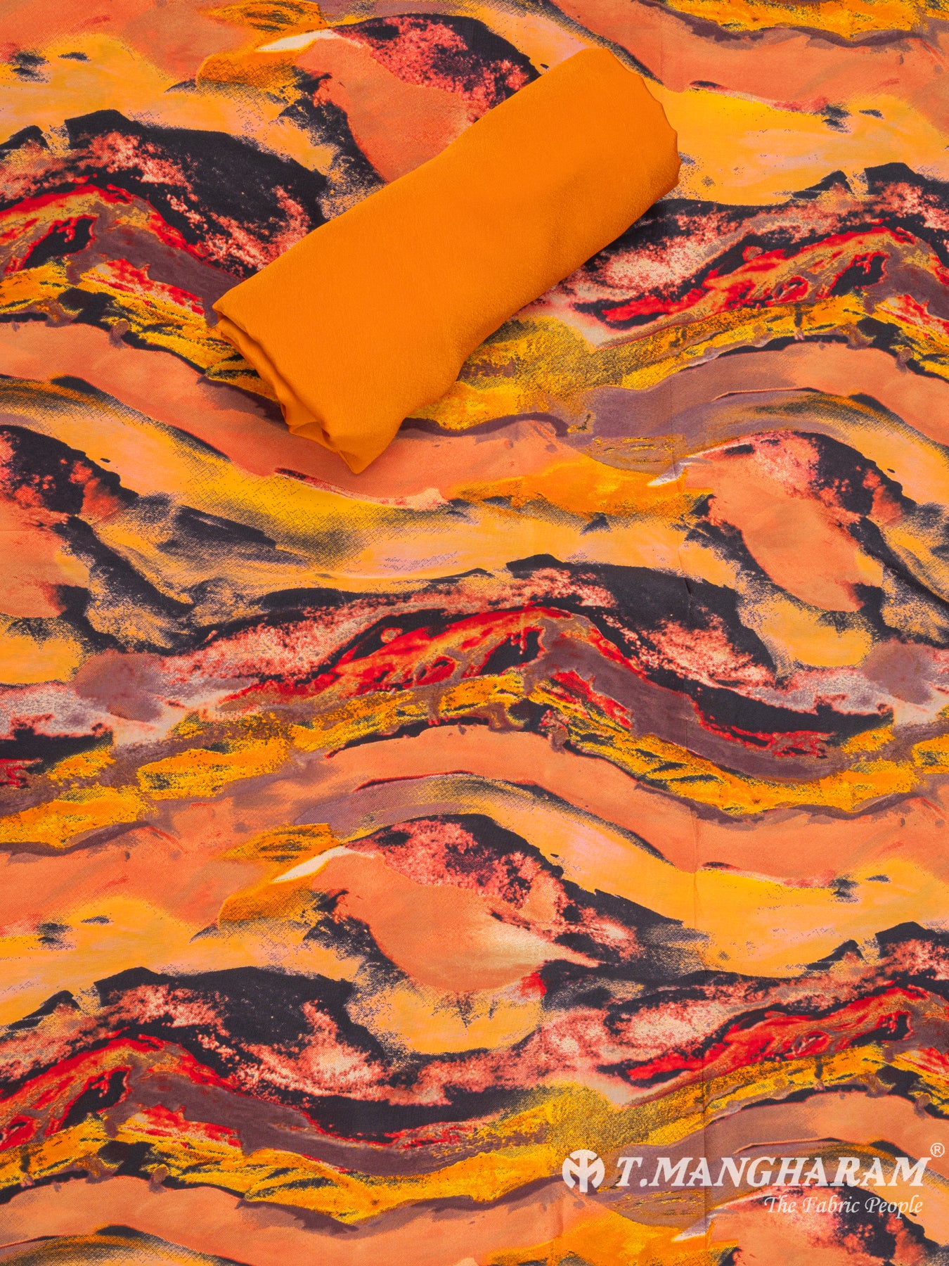 Orange Crepe Chudidhar Fabric Set - EG1711 view-2