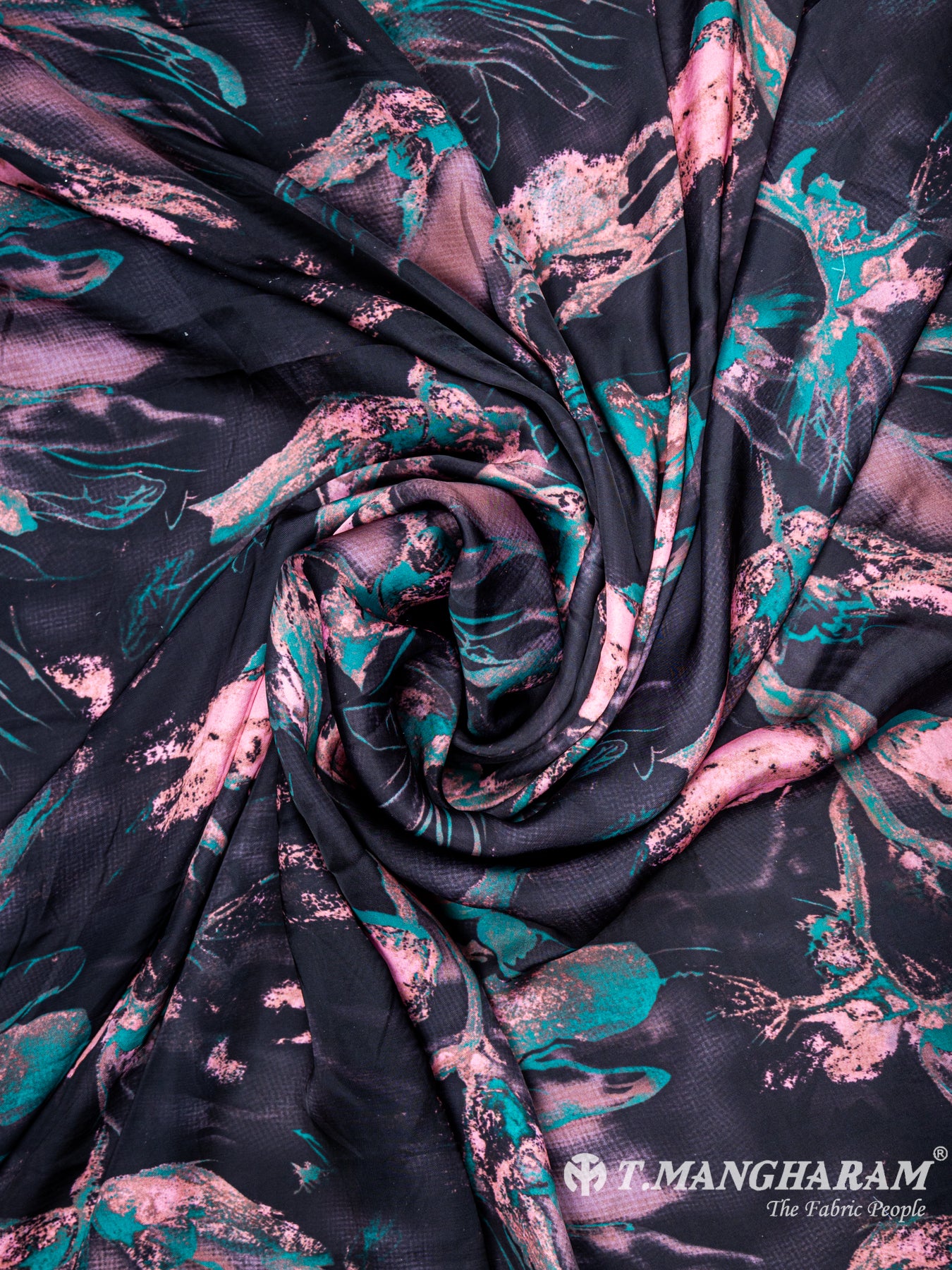 Black Georgette Satin Fabric - EA2013 vew-1