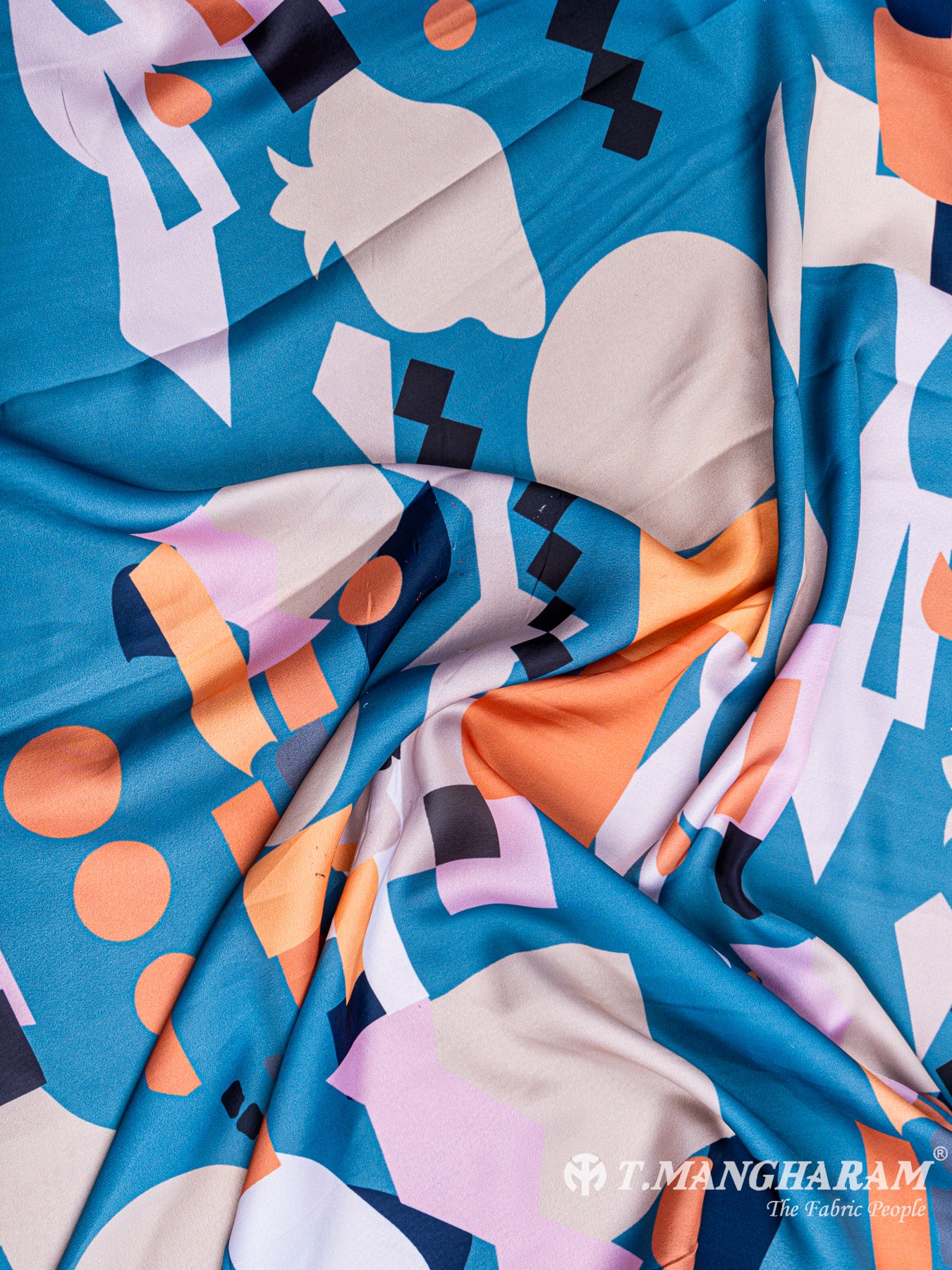 Multicolor Georgette Satin Fabric - EA2015 view-4