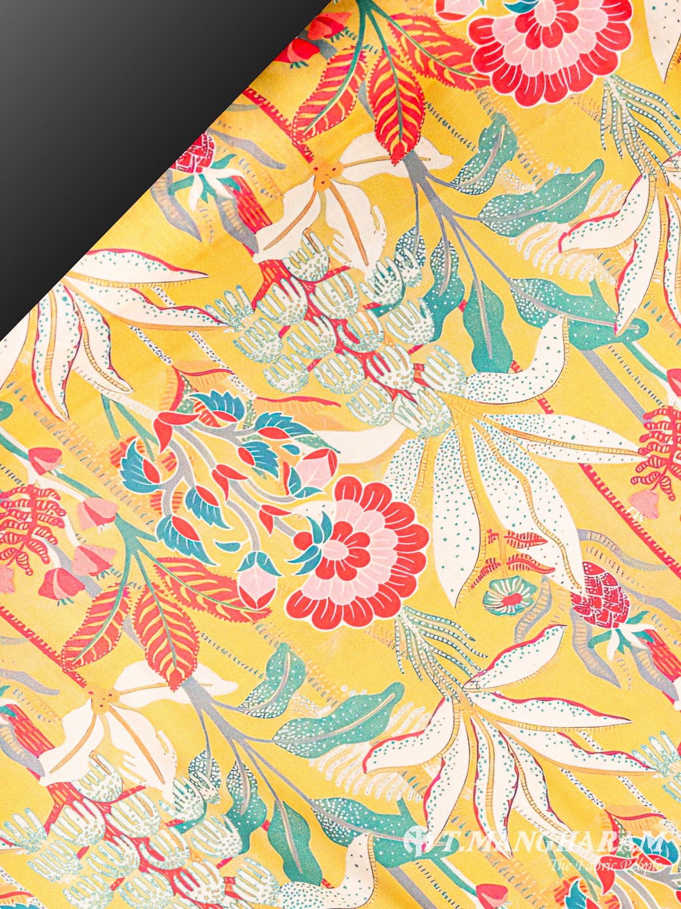 Yellow Georgette Satin Fabric - EA2008 view-2