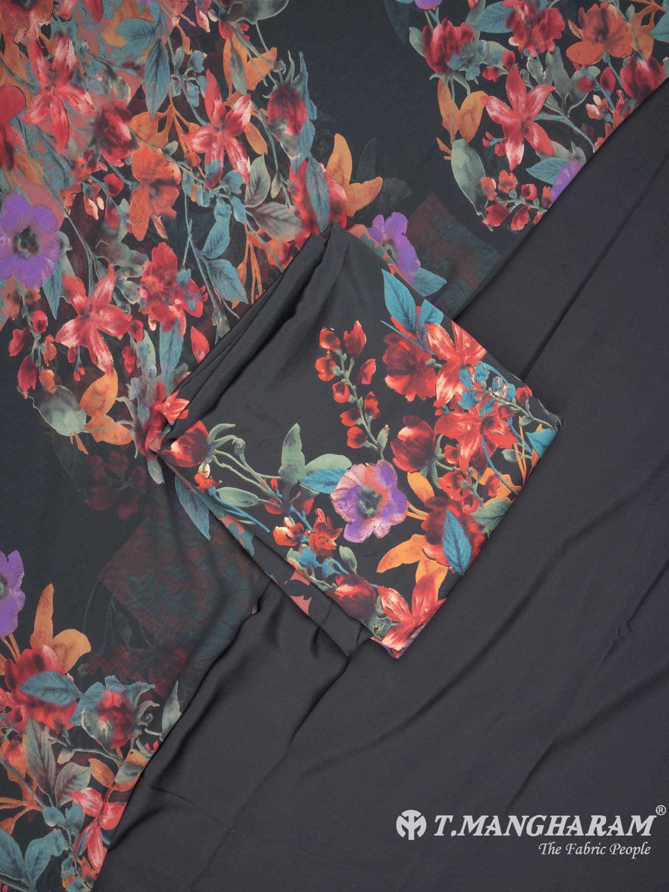 Black Crepe Chudidhar Fabric Set - EG1659 view-1