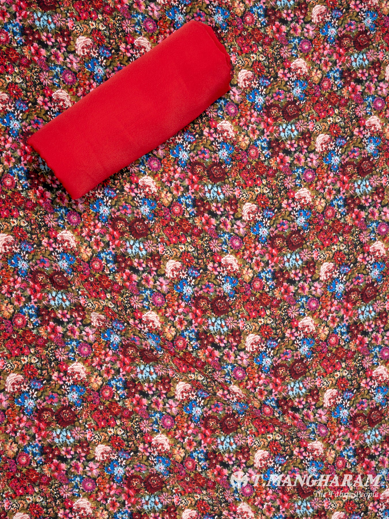 Red Crepe Chudidhar Fabric Set - EG1641 view-3